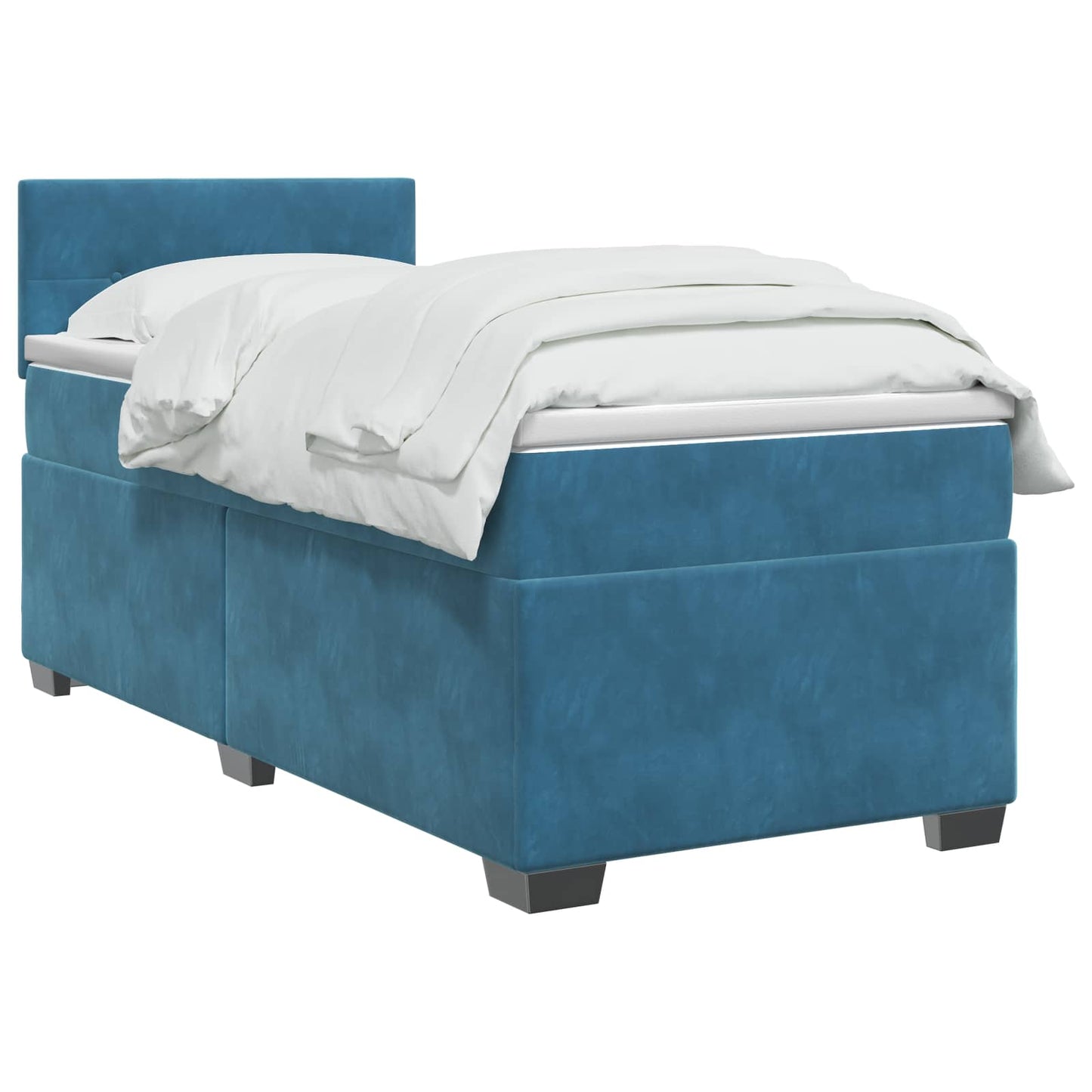 vidaXL Κρεβάτι box spring με στρώμα Σκούρο Μπλε 80 x 200 cm Βελούδο