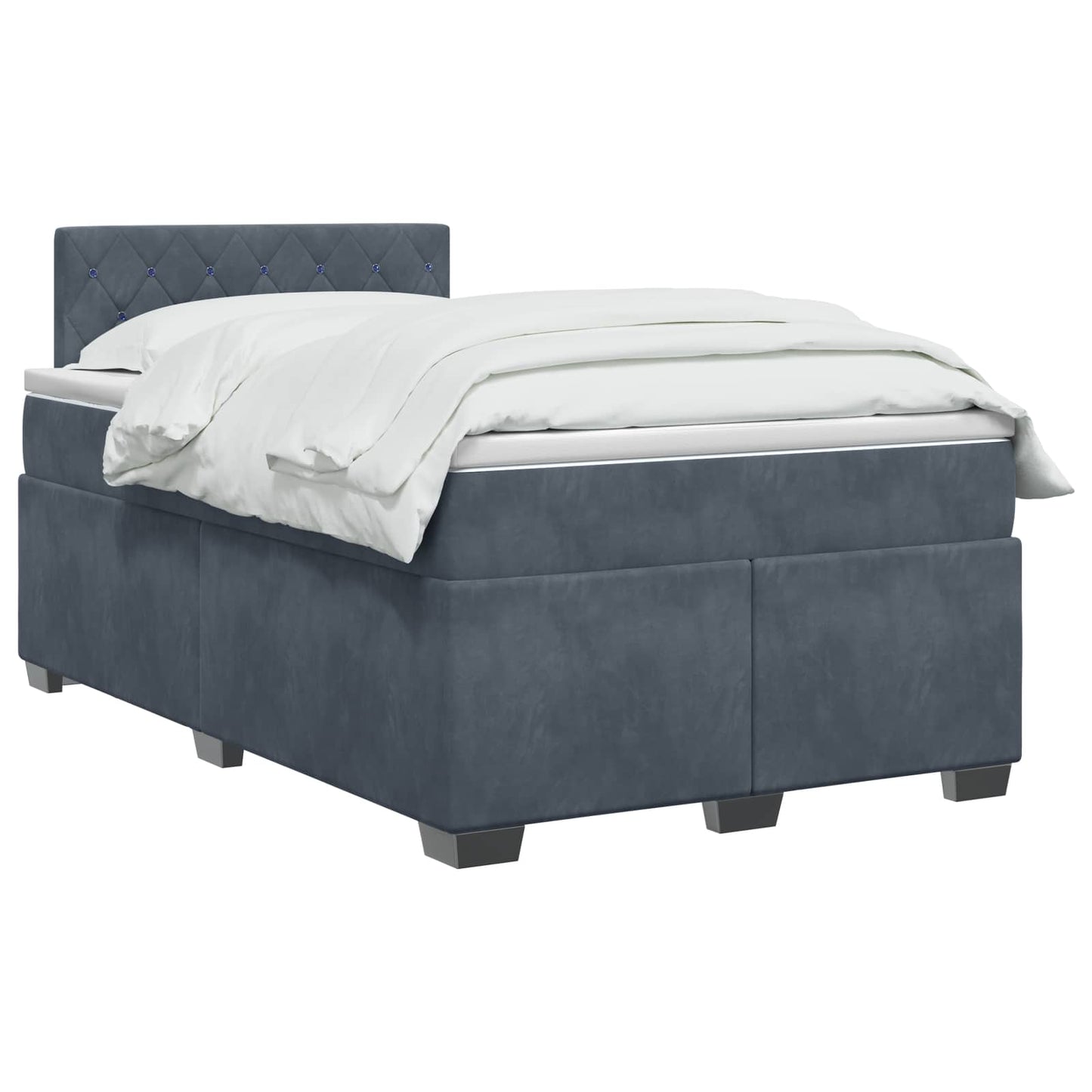 vidaXL Κρεβάτι box spring με στρώμα Σκούρο Γκρι 120 x 190 cm Βελούδο