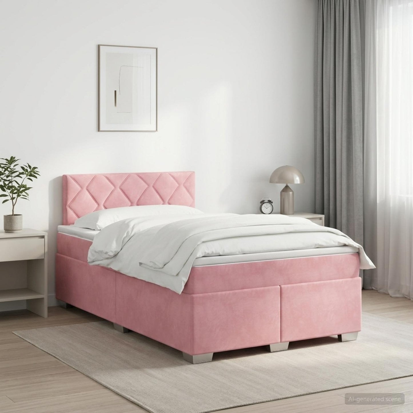 vidaXL Κρεβάτι box spring με στρώμα Ροζ 120 x 190 cm Βελούδο