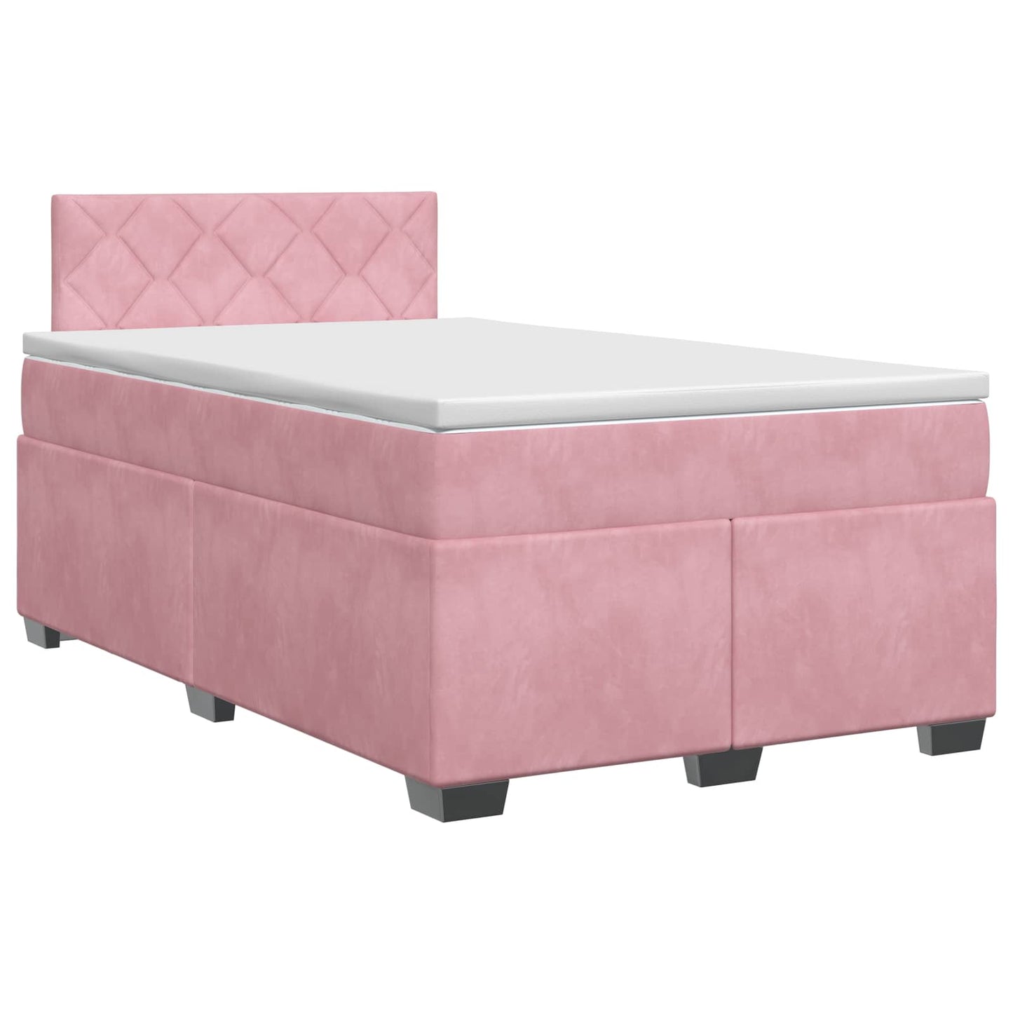 vidaXL Κρεβάτι box spring με στρώμα Ροζ 120 x 190 cm Βελούδο