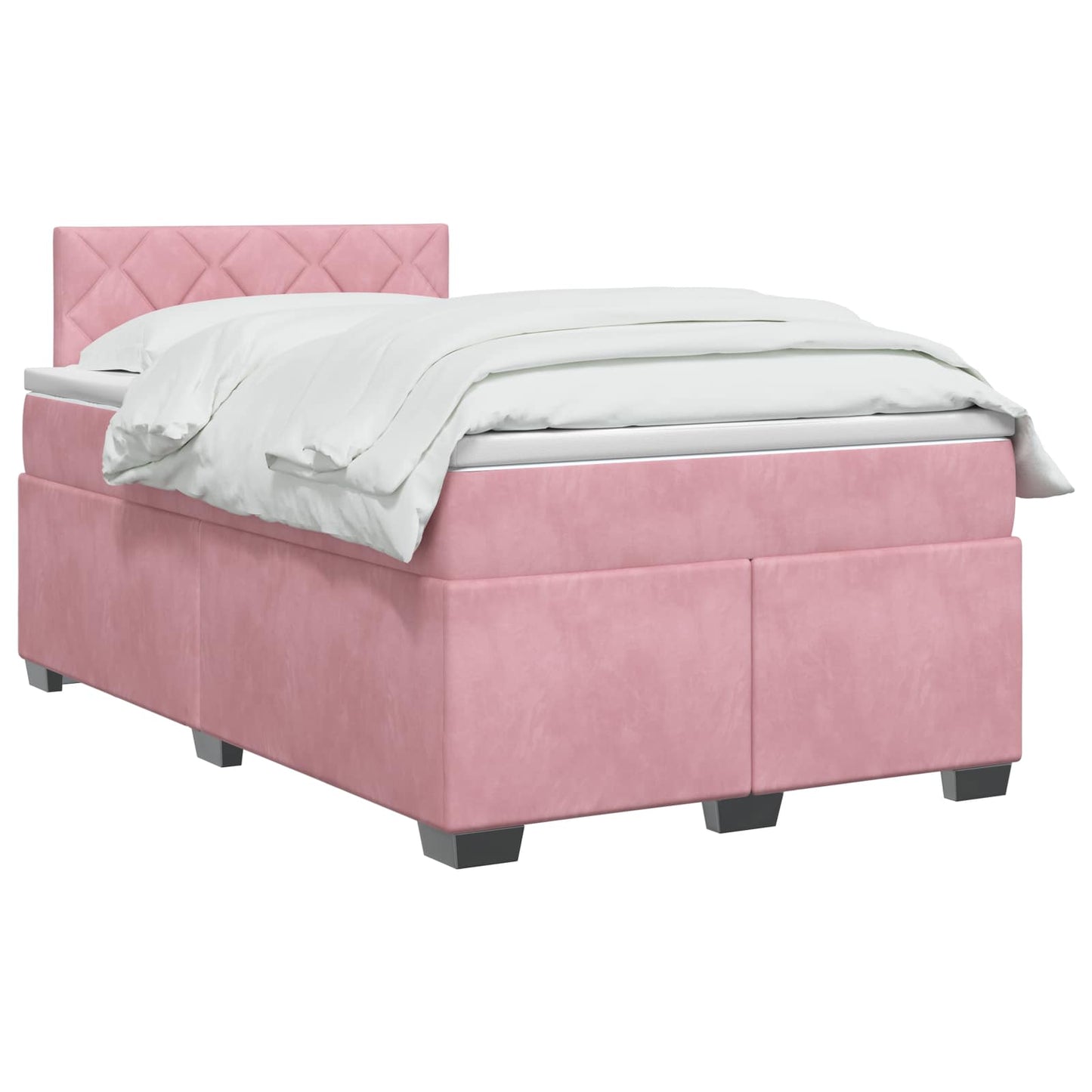 vidaXL Κρεβάτι box spring με στρώμα Ροζ 120 x 190 cm Βελούδο