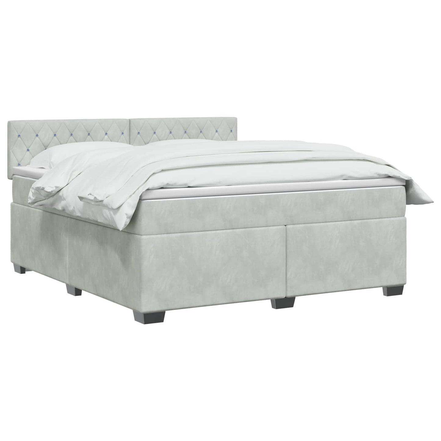 vidaXL Κρεβάτι box spring με στρώμα Ανοιχτό γκρι 140 x 200 cm Βελούδο