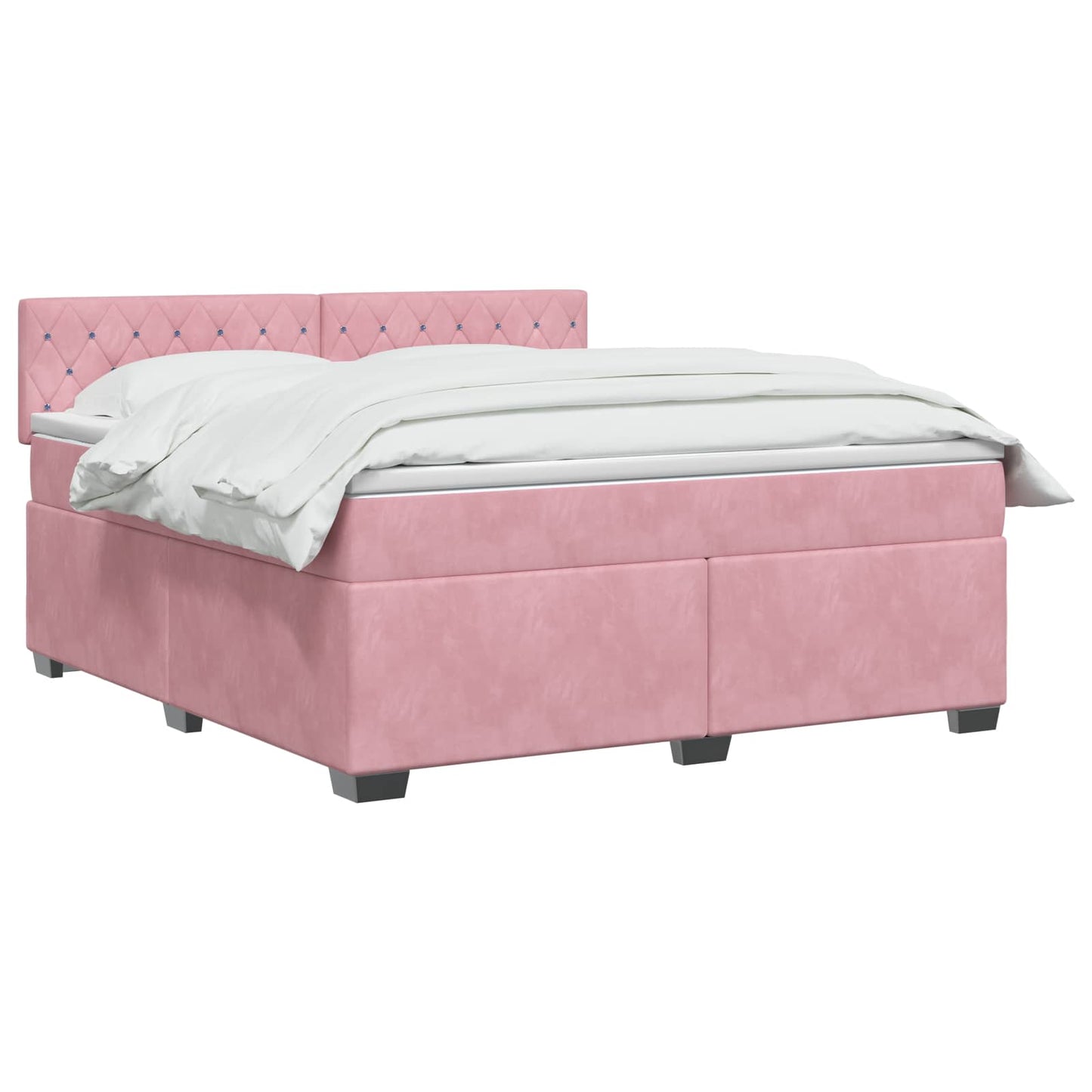 vidaXL Κρεβάτι box spring με στρώμα Ροζ 140 x 200 cm Βελούδο