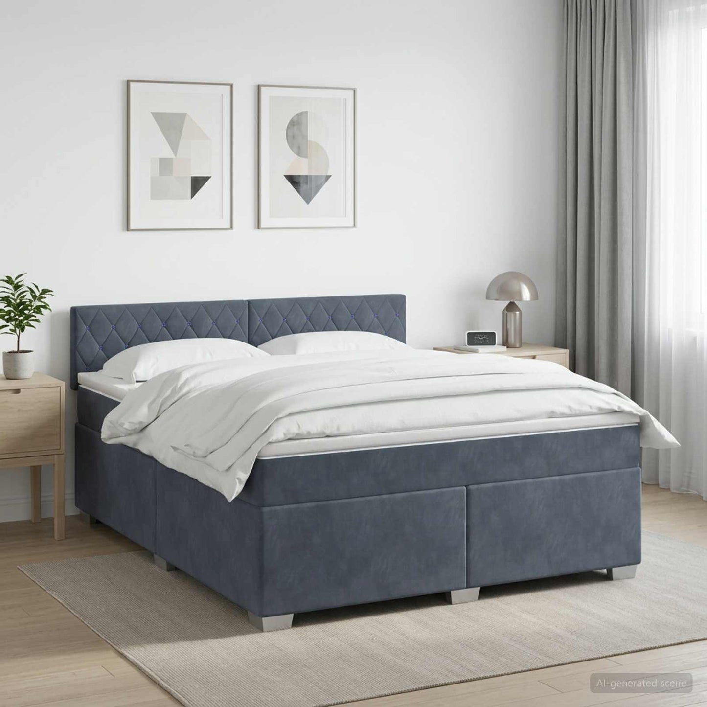 vidaXL Κρεβάτι box spring με στρώμα Σκούρο Γκρι 140 x 200 cm Βελούδο