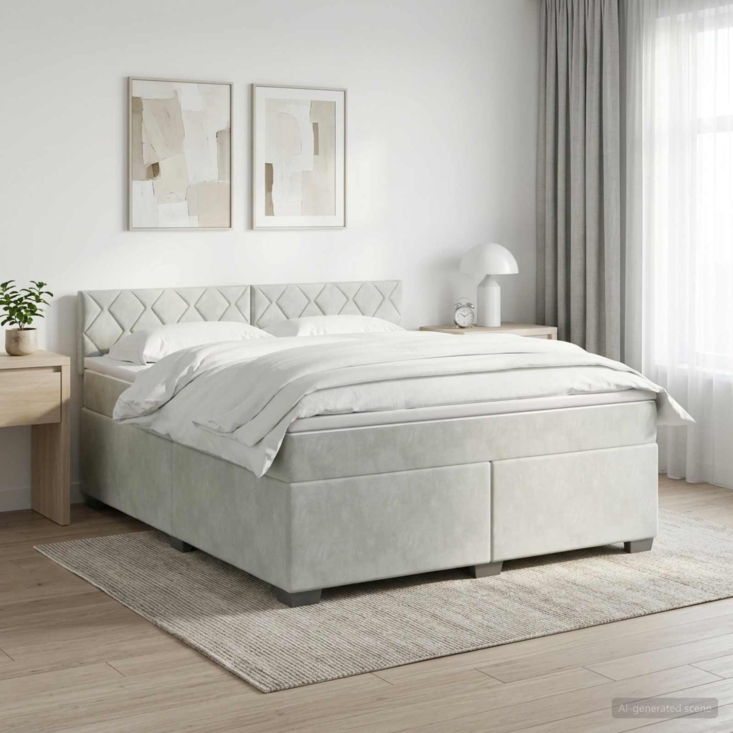 vidaXL Κρεβάτι box spring με στρώμα Ανοιχτό γκρι 180 x 200 cm Βελούδο