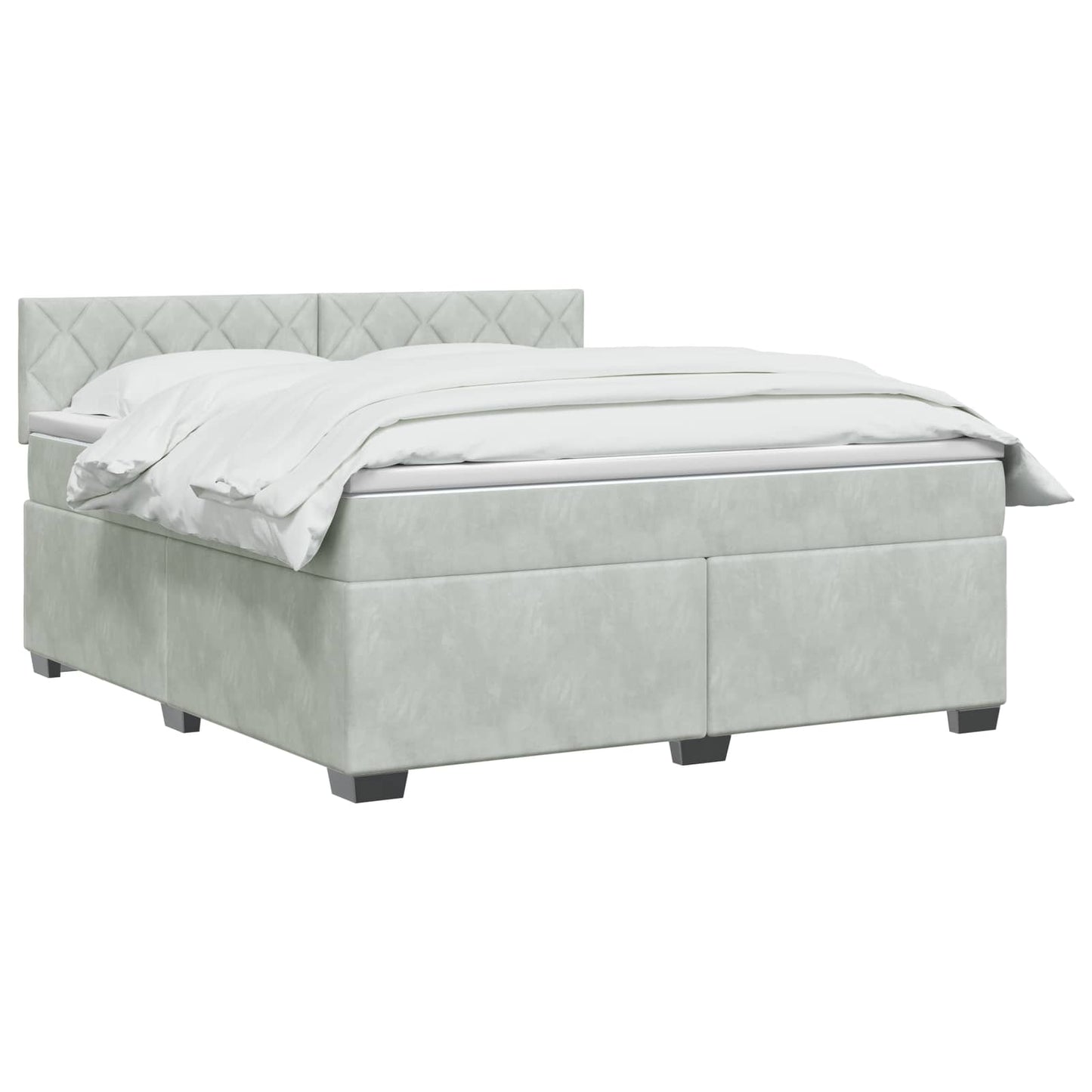 vidaXL Κρεβάτι box spring με στρώμα Ανοιχτό γκρι 180 x 200 cm Βελούδο