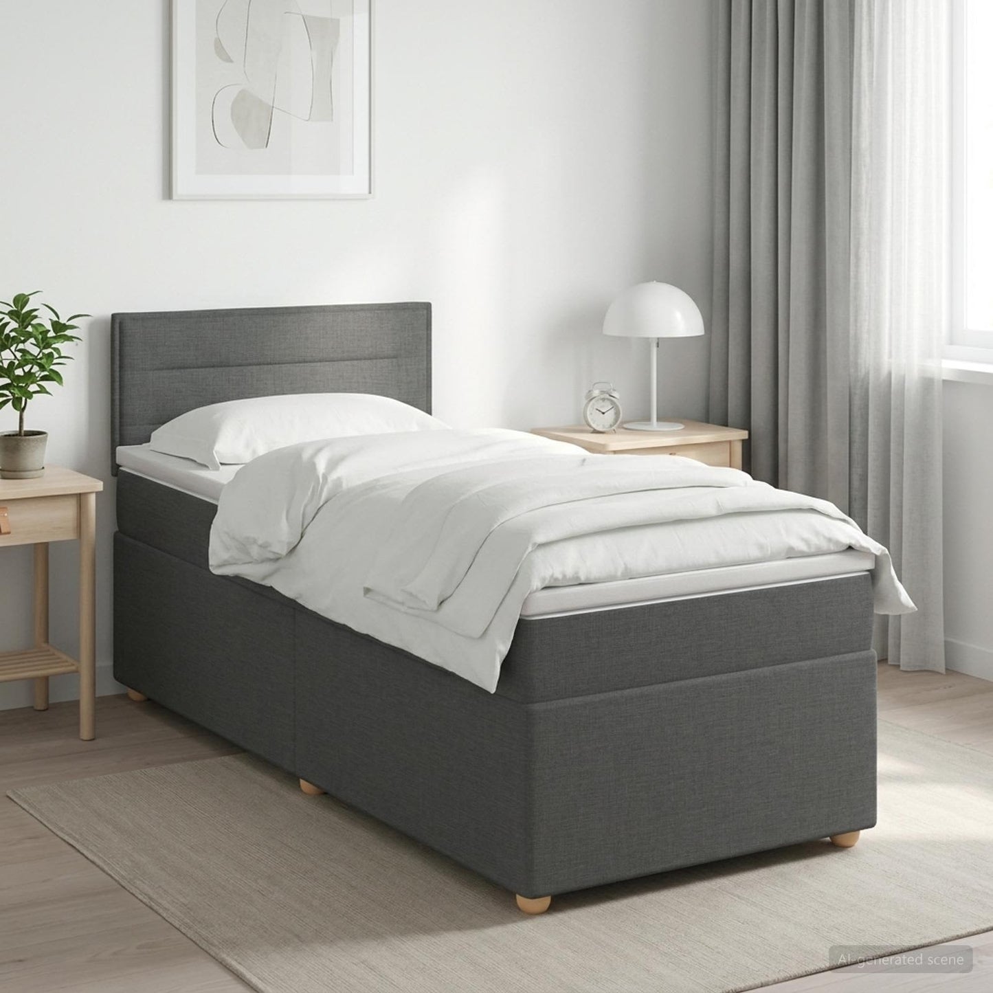 vidaXL Κρεβάτι box spring με στρώμα Σκούρο Γκρι 100 x 200 cm Ύφασμα