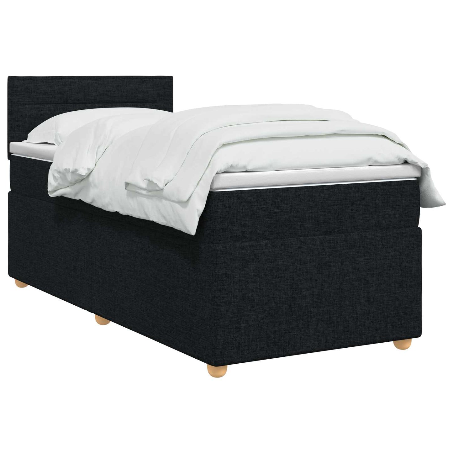vidaXL Κρεβάτι box spring με στρώμα Μαύρο 90 x 190 cm Ύφασμα