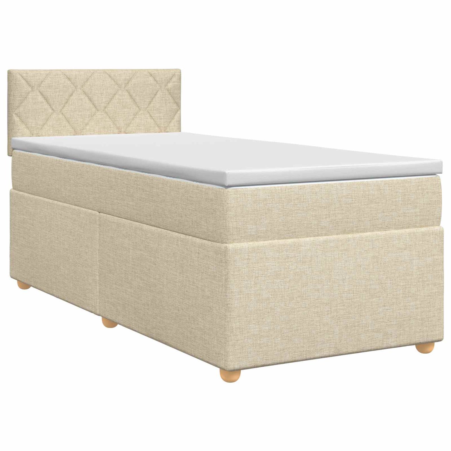 vidaXL Κρεβάτι box spring με στρώμα Κρεμ 90 x 190 cm Ύφασμα