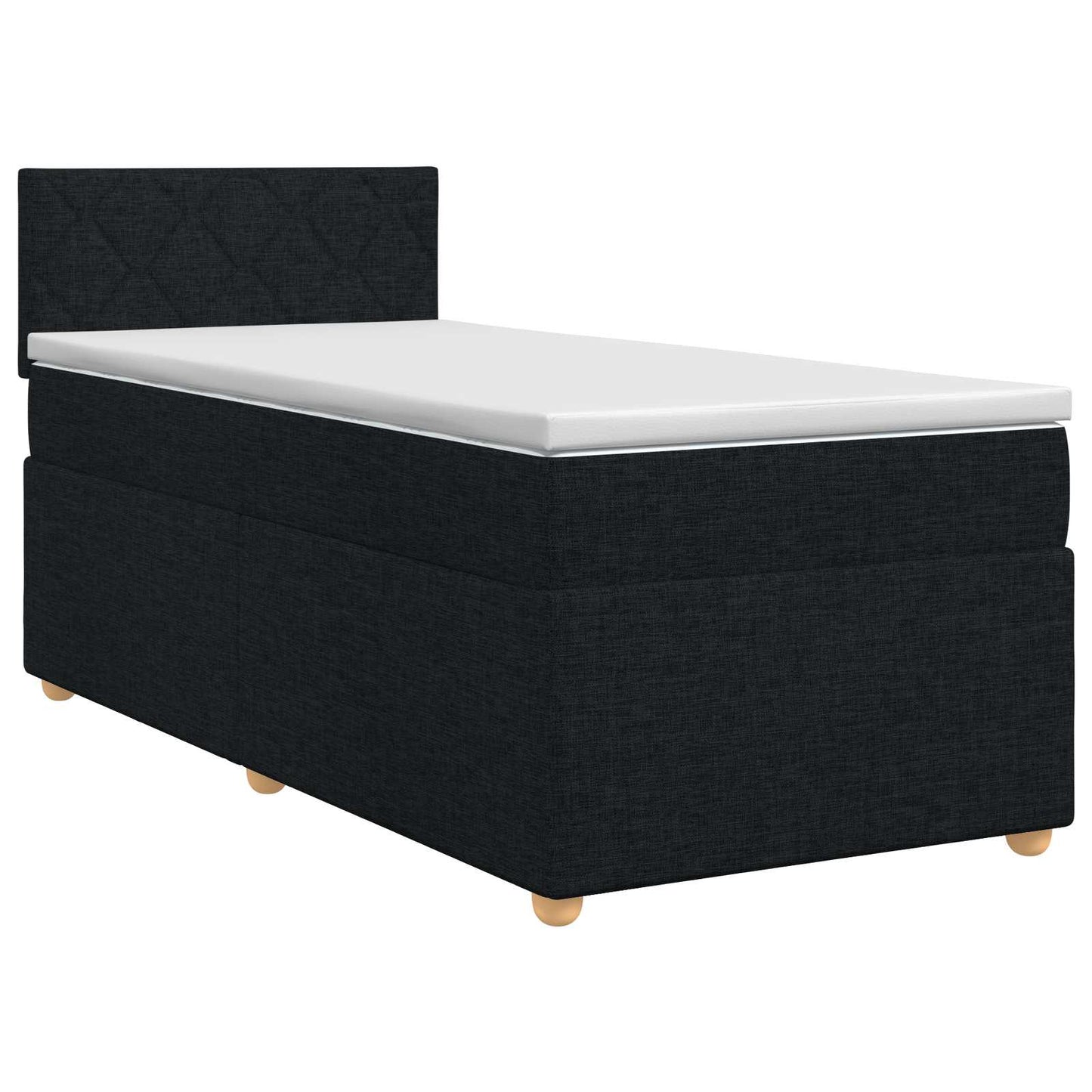 vidaXL Κρεβάτι box spring με στρώμα Μαύρο 90 x 200 cm Ύφασμα
