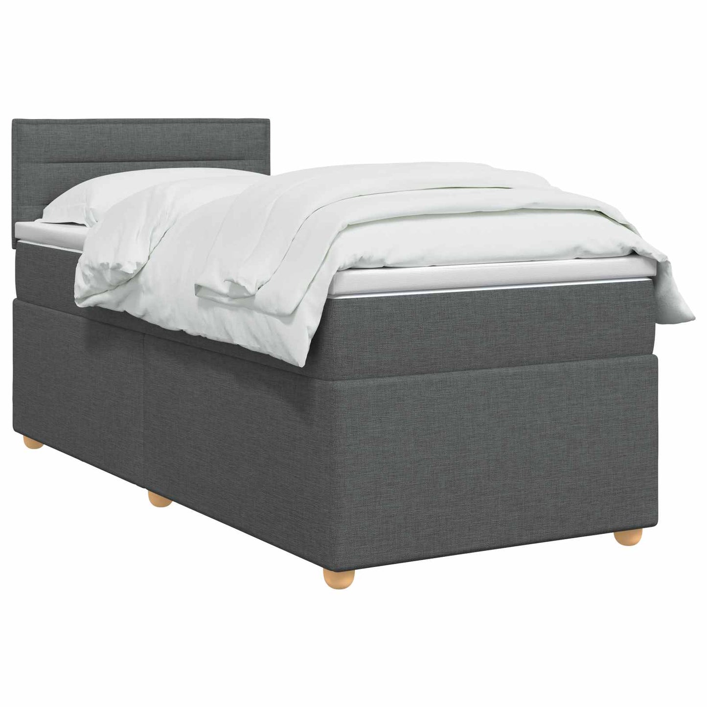 vidaXL Κρεβάτι box spring με στρώμα Σκούρο Γκρι 100 x 200 cm Ύφασμα