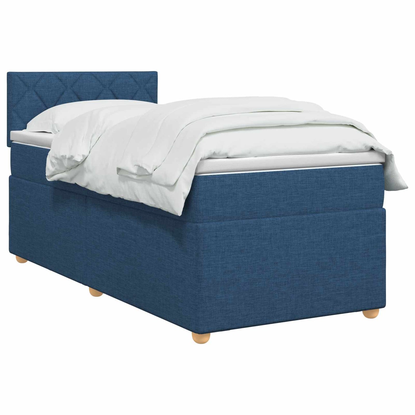 vidaXL Κρεβάτι box spring με στρώμα Μπλε 100 x 200 cm Ύφασμα