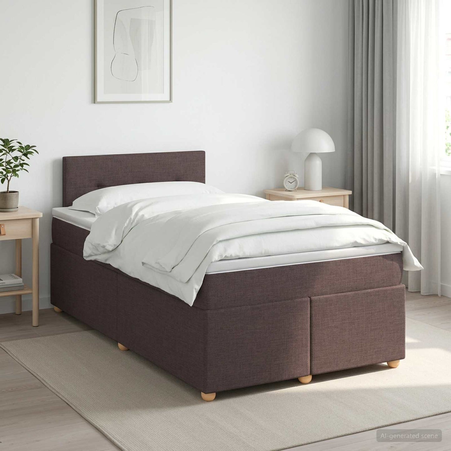 vidaXL Κρεβάτι box spring με στρώμα Σκούρο Καφέ 120 x 190 cm Ύφασμα
