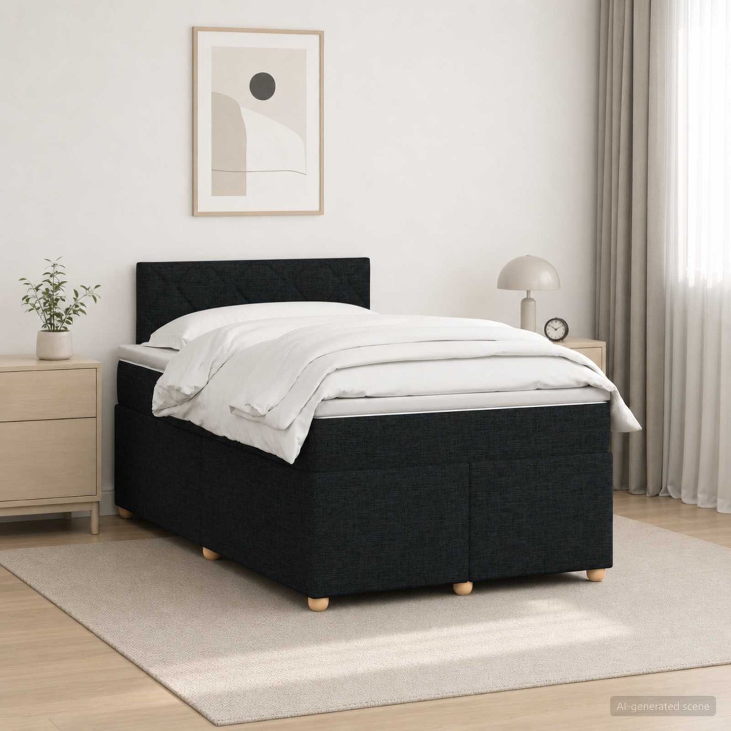 vidaXL Κρεβάτι box spring με στρώμα Μαύρο 120 x 200 cm Ύφασμα