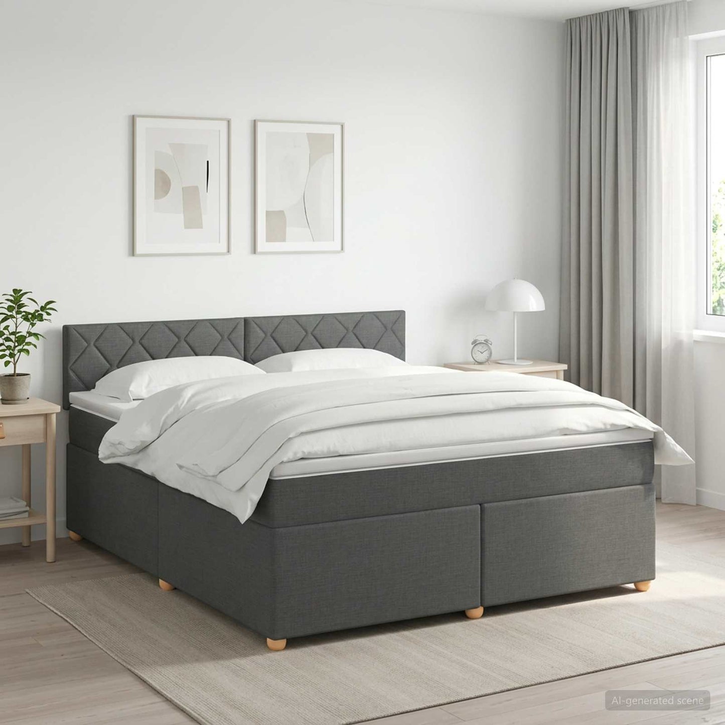 vidaXL Κρεβάτι box spring με στρώμα Σκούρο Γκρι 160 x 200 cm Ύφασμα