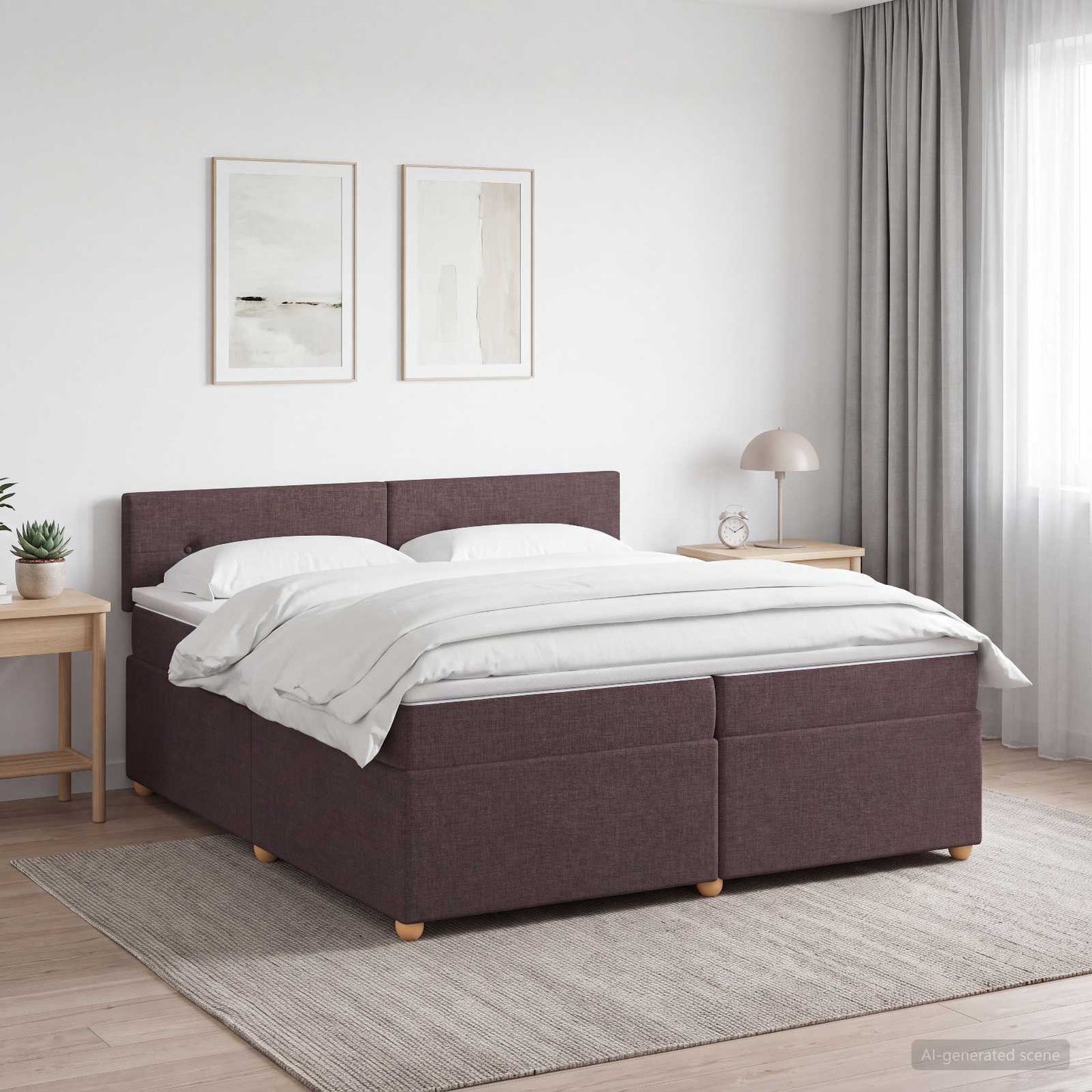 vidaXL Κρεβάτι box spring με στρώμα Σκούρο Καφέ 200 x 200 cm Ύφασμα