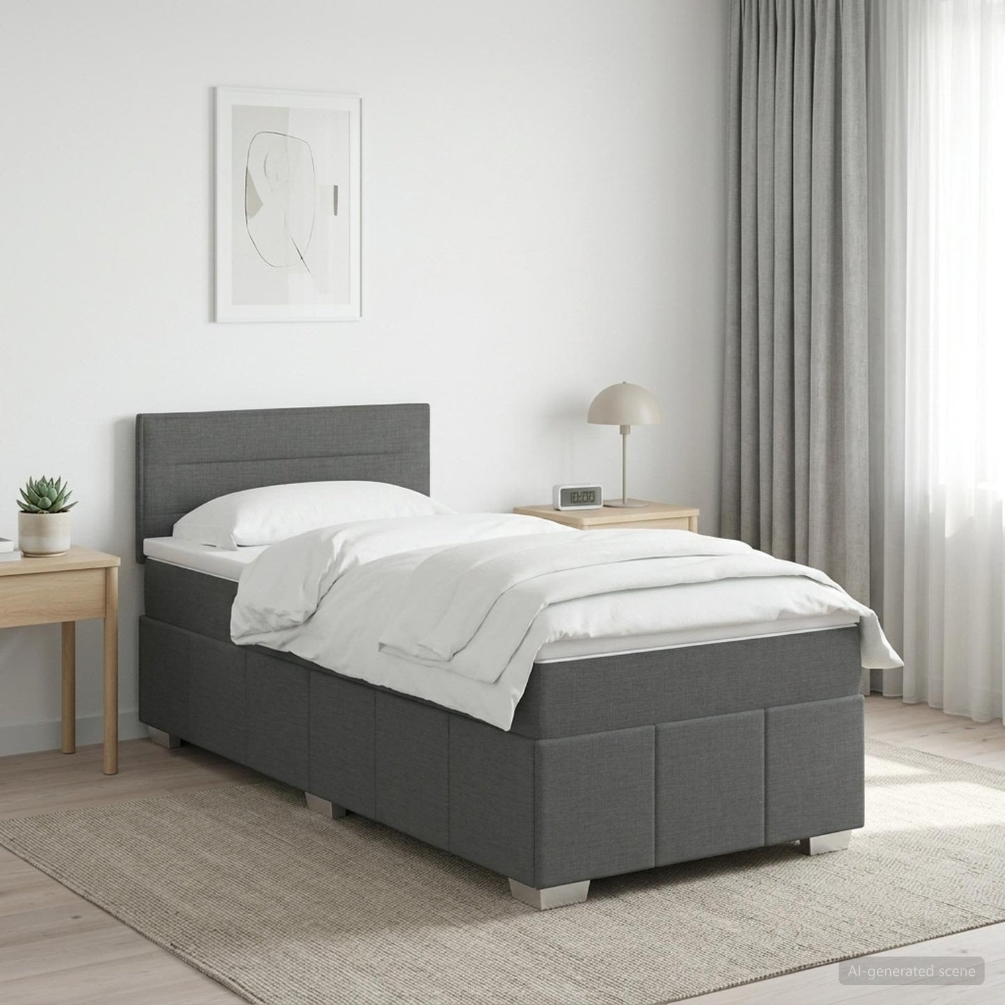 vidaXL Κρεβάτι box spring με στρώμα Σκούρο Γκρι 90 x 200 cm Ύφασμα