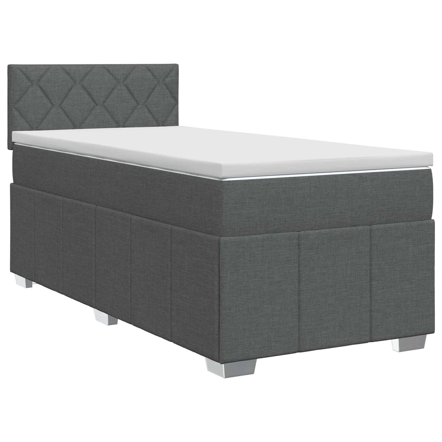 vidaXL Κρεβάτι box spring με στρώμα Σκούρο Γκρι 100 x 200 cm Ύφασμα