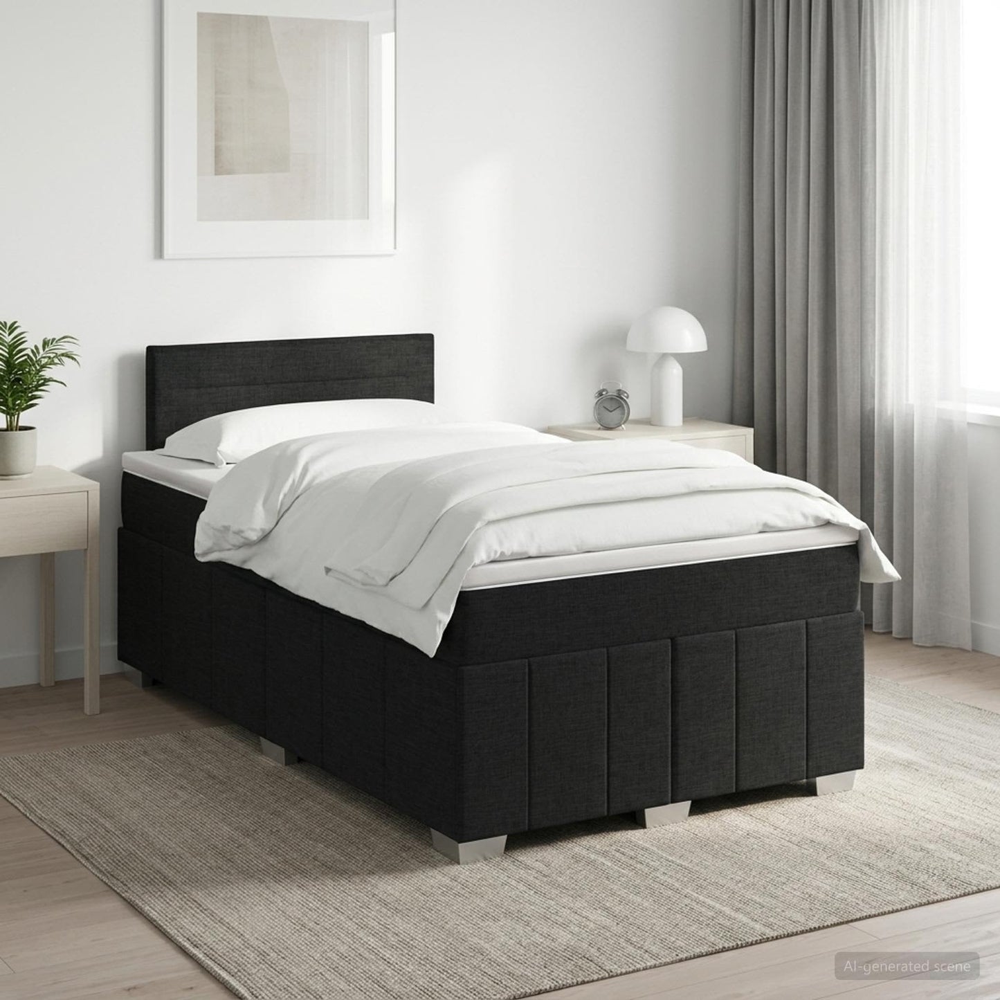 vidaXL Κρεβάτι box spring με στρώμα Μαύρο 120 x 200 cm Ύφασμα