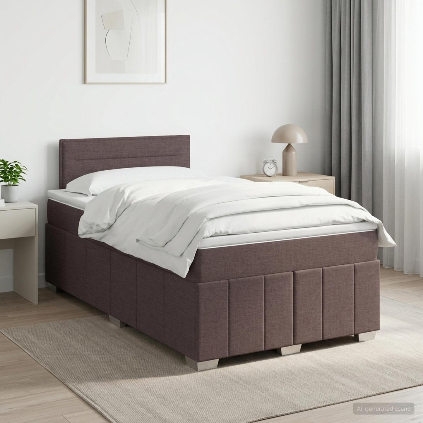 vidaXL Κρεβάτι box spring με στρώμα Σκούρο Καφέ 120 x 190 cm Ύφασμα