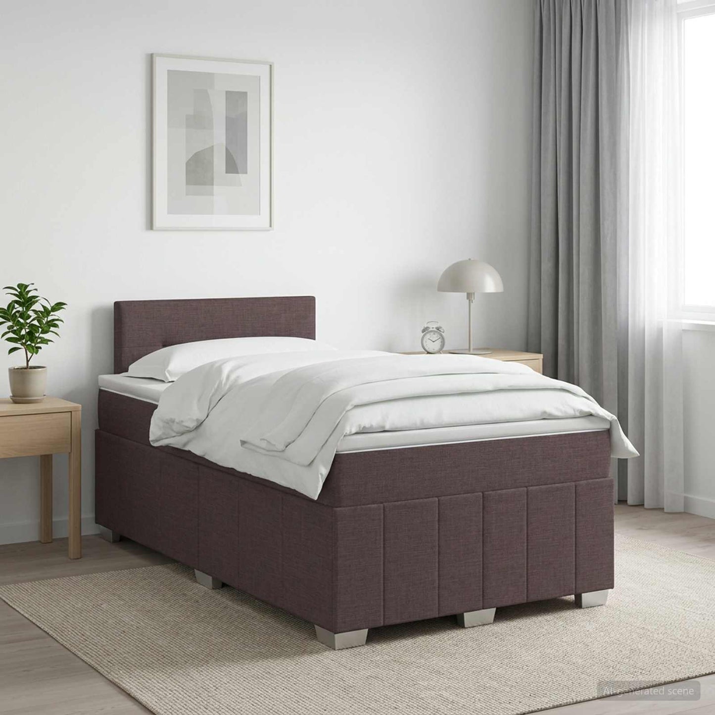 vidaXL Κρεβάτι box spring με στρώμα Σκούρο Καφέ 120 x 190 cm Ύφασμα