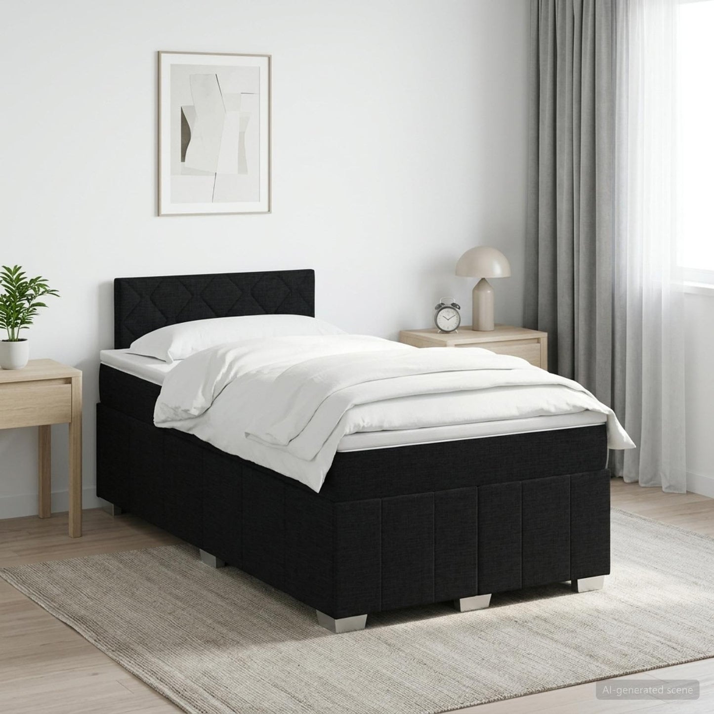 vidaXL Κρεβάτι box spring με στρώμα Μαύρο 120 x 190 cm Ύφασμα