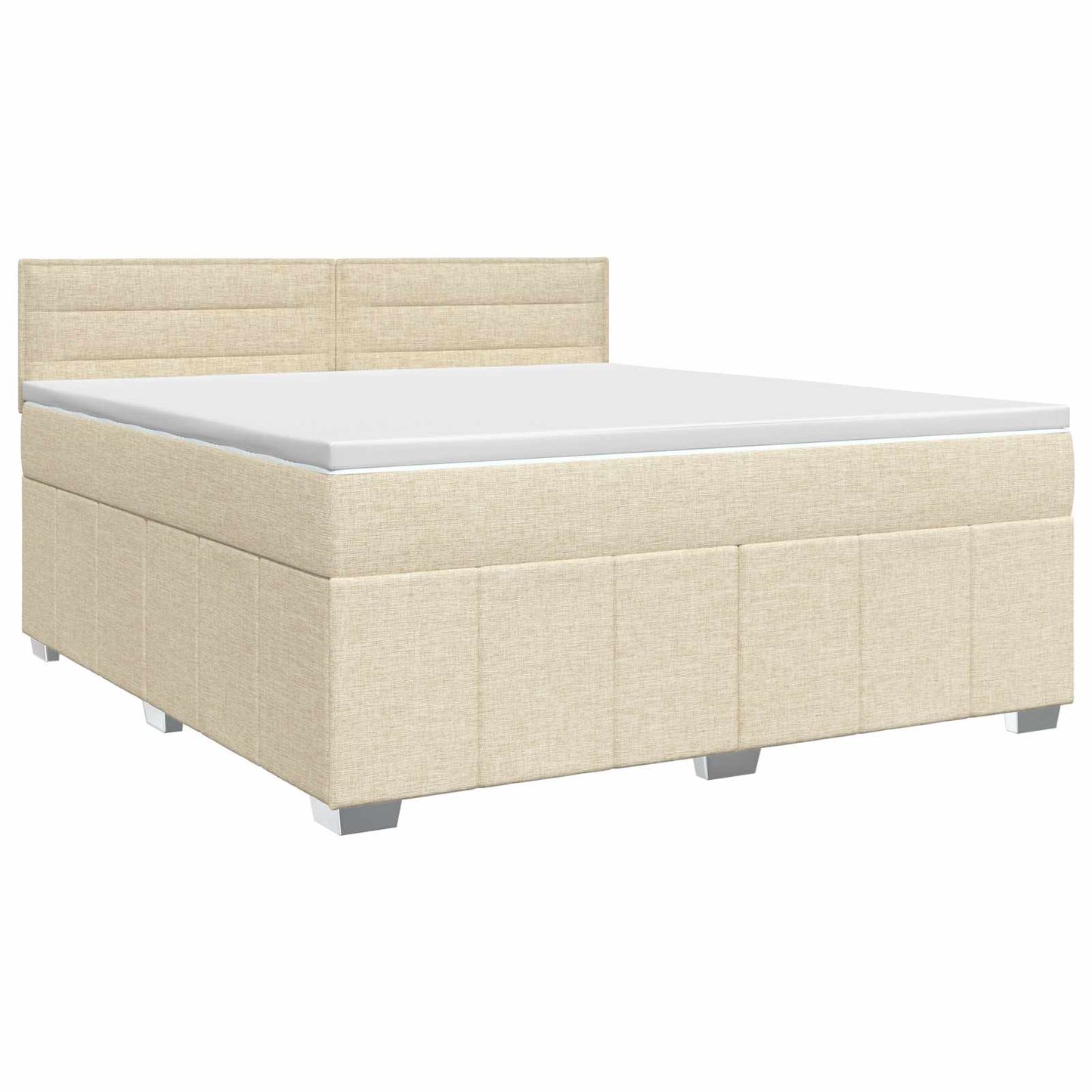 vidaXL Κρεβάτι box spring με στρώμα Κρεμ 160 x 200 cm Ύφασμα
