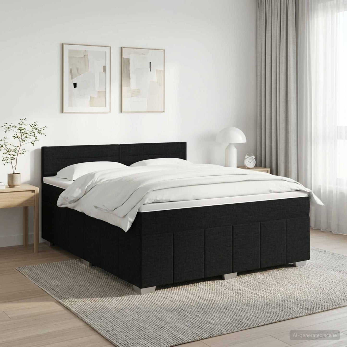 vidaXL Κρεβάτι box spring με στρώμα Μαύρο 180 x 200 cm Ύφασμα