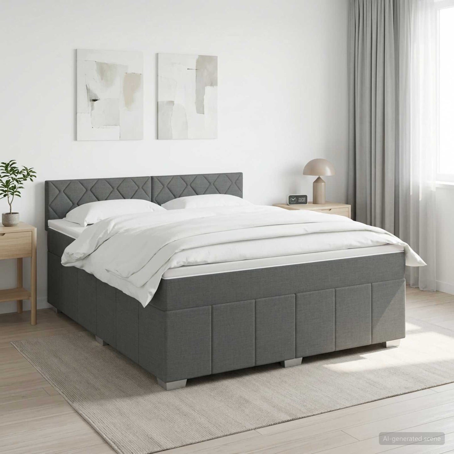 vidaXL Κρεβάτι box spring με στρώμα Σκούρο Γκρι 140 x 190 cm Ύφασμα