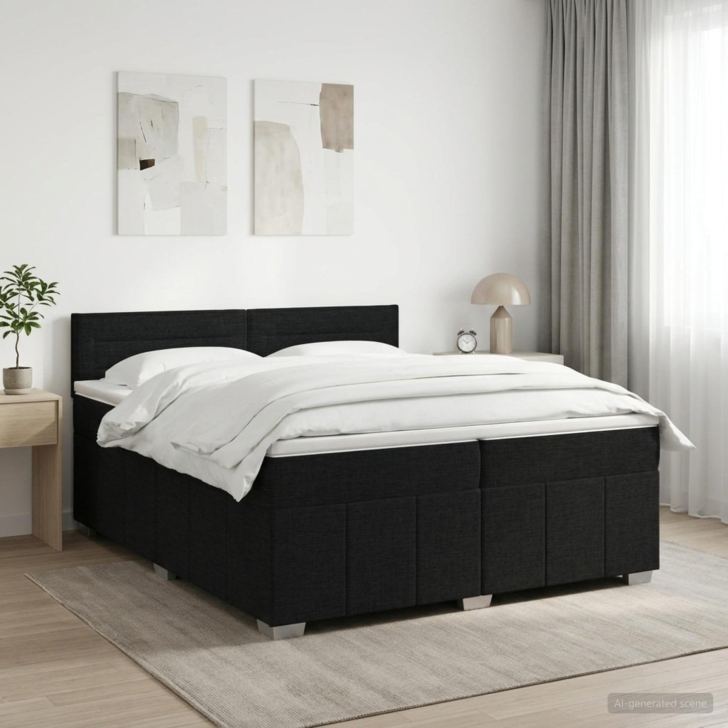 vidaXL Κρεβάτι box spring με στρώμα Μαύρο 200 x 200 cm Ύφασμα