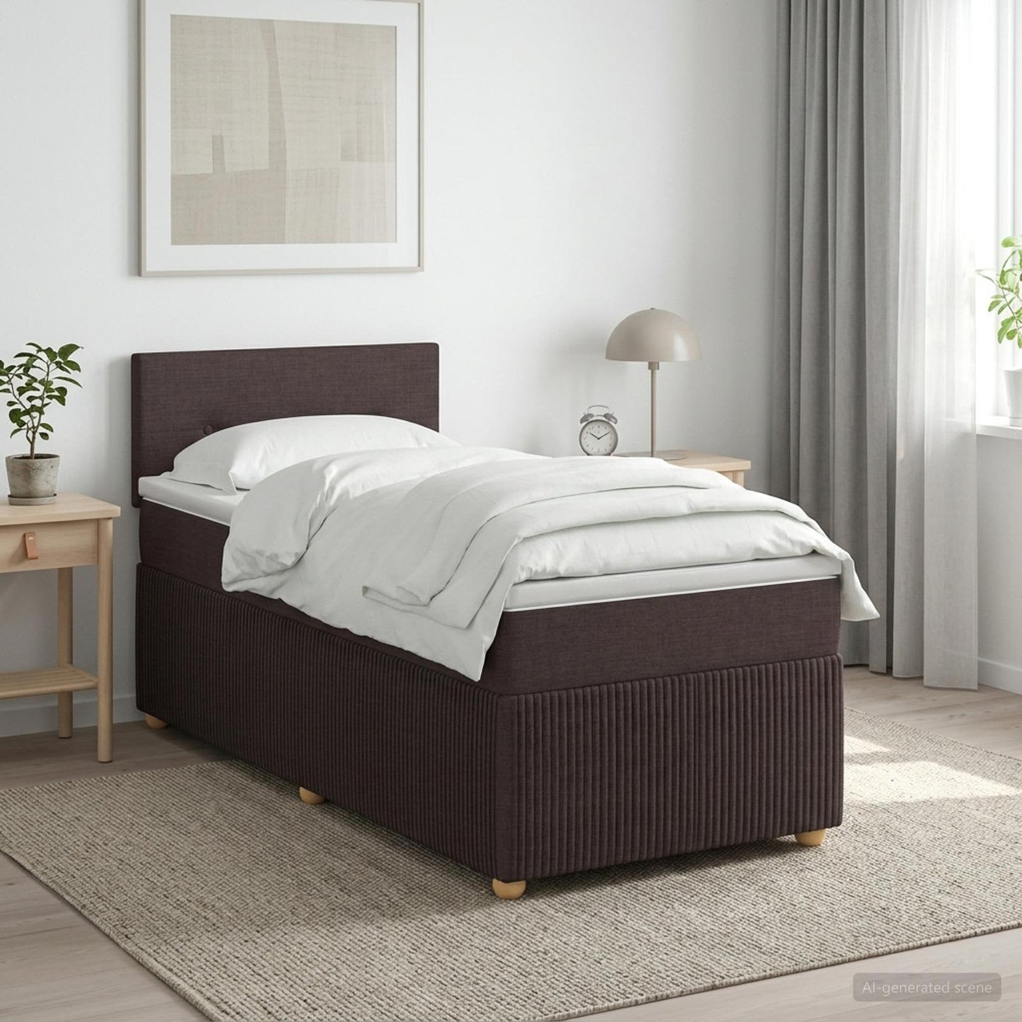 vidaXL Κρεβάτι box spring με στρώμα Σκούρο Καφέ 80 x 200 cm Ύφασμα