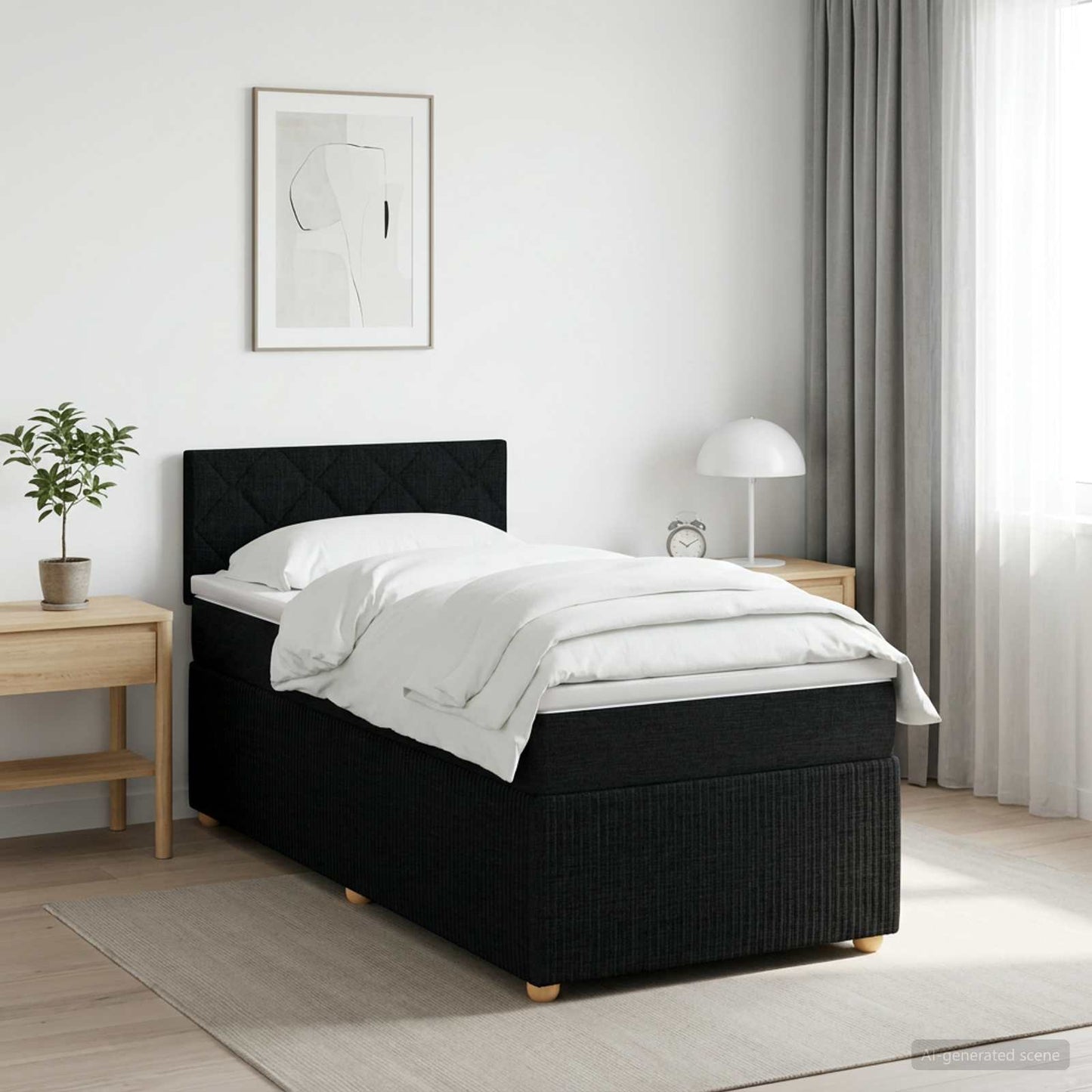 vidaXL Κρεβάτι box spring με στρώμα Μαύρο 80 x 200 cm Ύφασμα