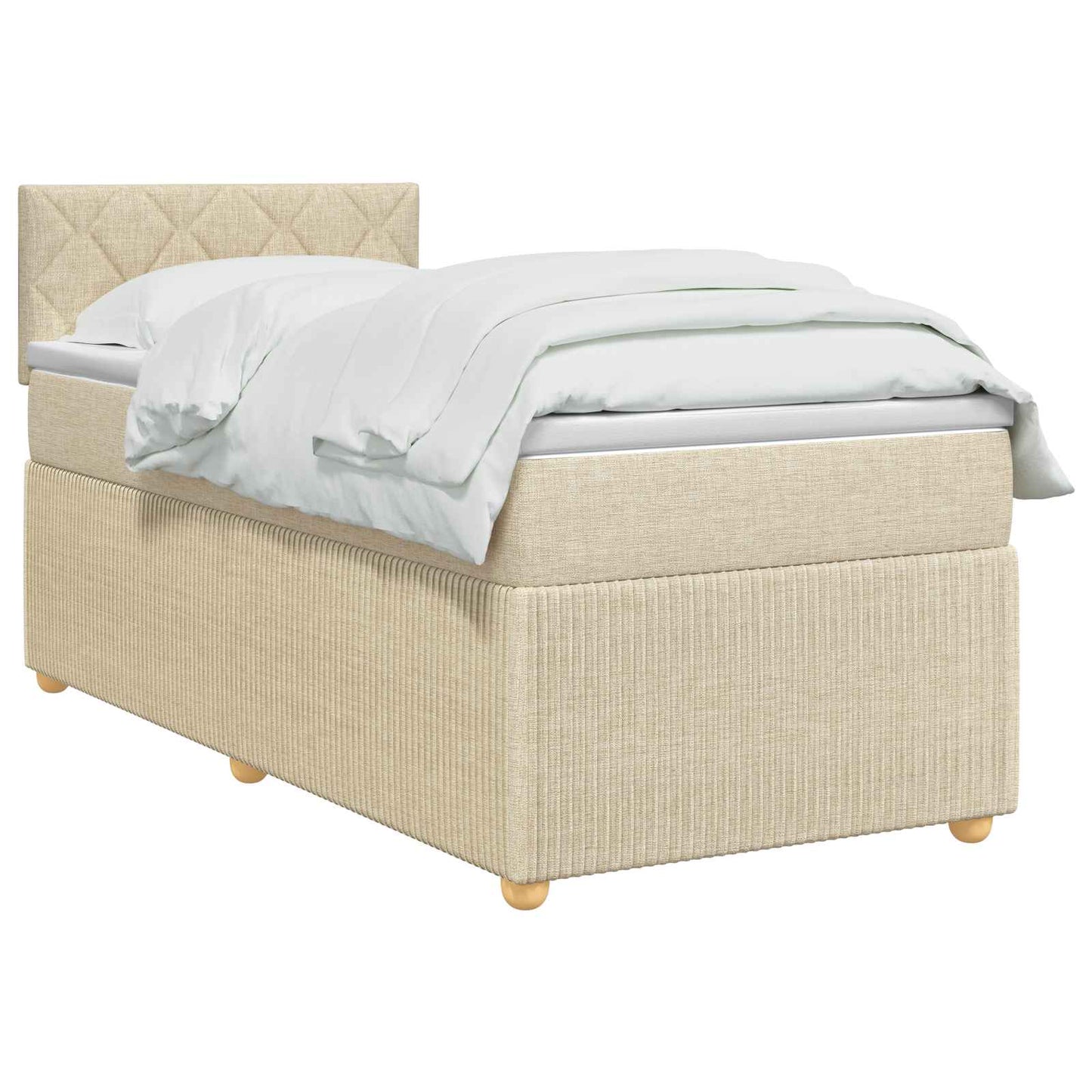 vidaXL Κρεβάτι box spring με στρώμα Κρεμ 80 x 200 cm Ύφασμα