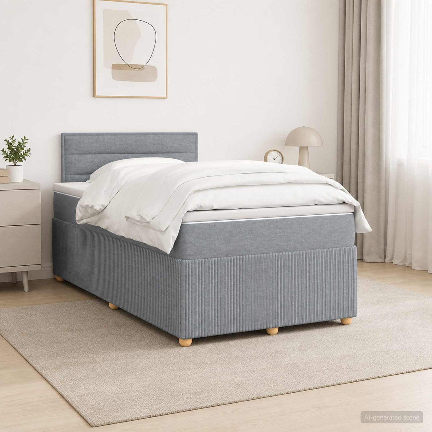 vidaXL Κρεβάτι box spring με στρώμα Ανοιχτό γκρι 120 x 200 cm Ύφασμα