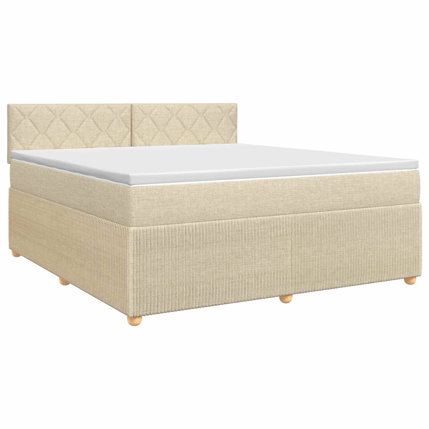 vidaXL Κρεβάτι box spring με στρώμα Κρεμ 140 x 200 cm Ύφασμα