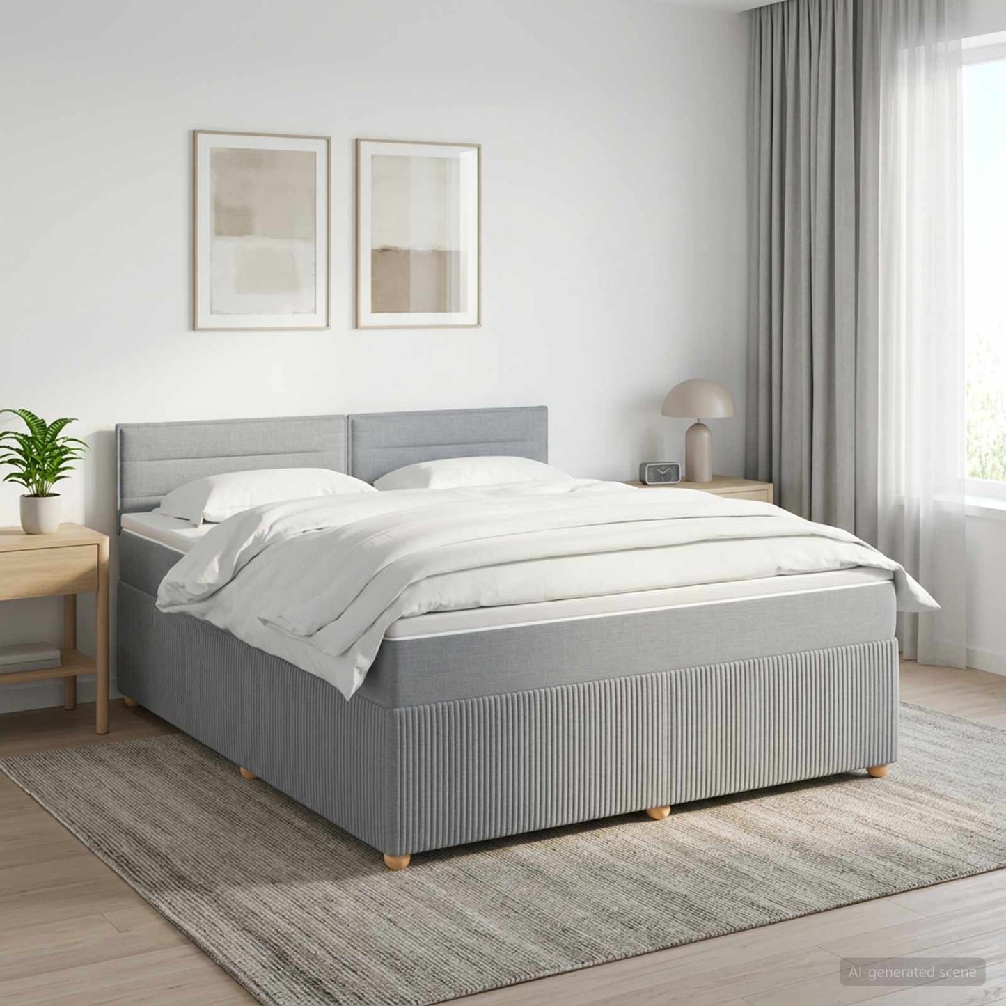 vidaXL Κρεβάτι box spring με στρώμα Ανοιχτό γκρι 160 x 200 cm Ύφασμα