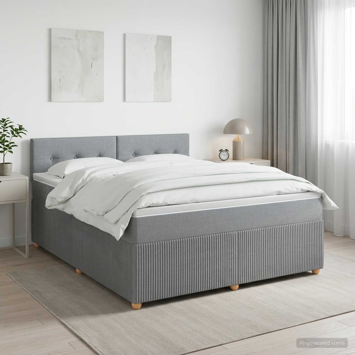 vidaXL Κρεβάτι box spring με στρώμα Ανοιχτό γκρι 160 x 200 cm Ύφασμα