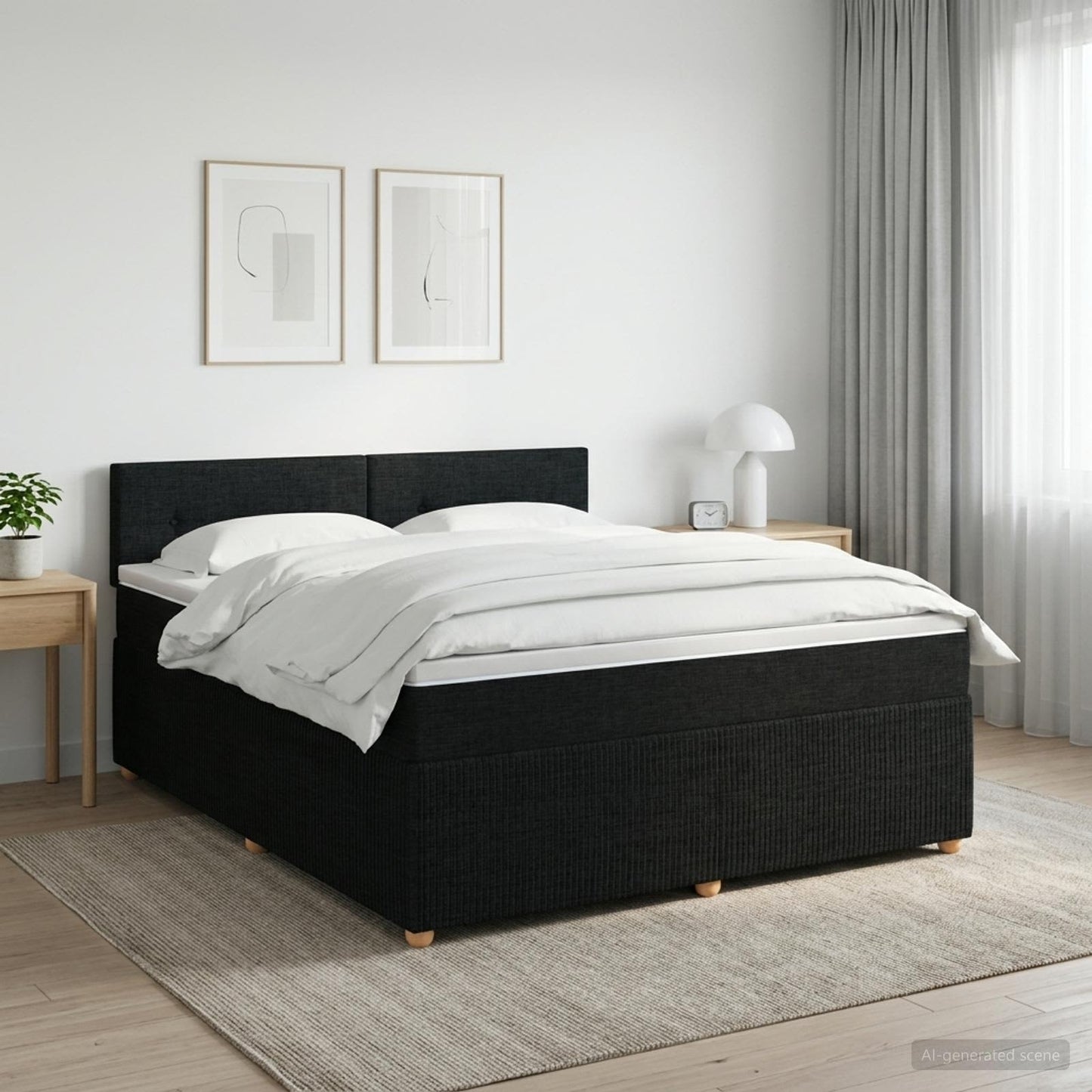 vidaXL Κρεβάτι box spring με στρώμα Μαύρο 160 x 200 cm Ύφασμα