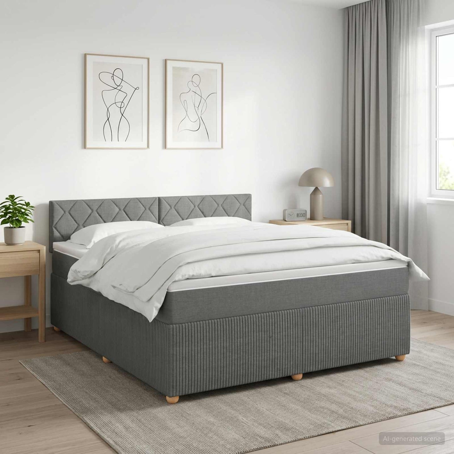 vidaXL Κρεβάτι box spring με στρώμα Σκούρο Γκρι 140 x 190 cm Ύφασμα