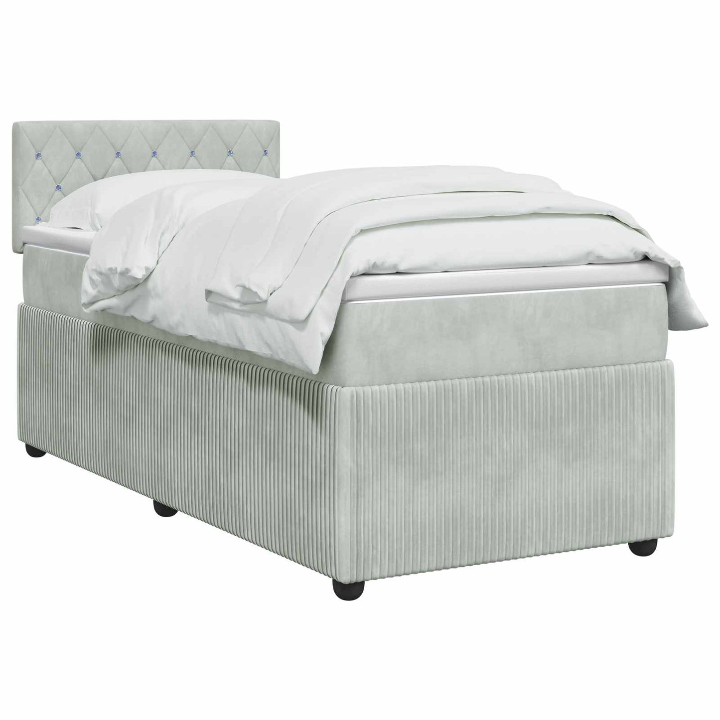 vidaXL Κρεβάτι box spring με στρώμα Ανοιχτό γκρι 80 x 200 cm Βελούδο