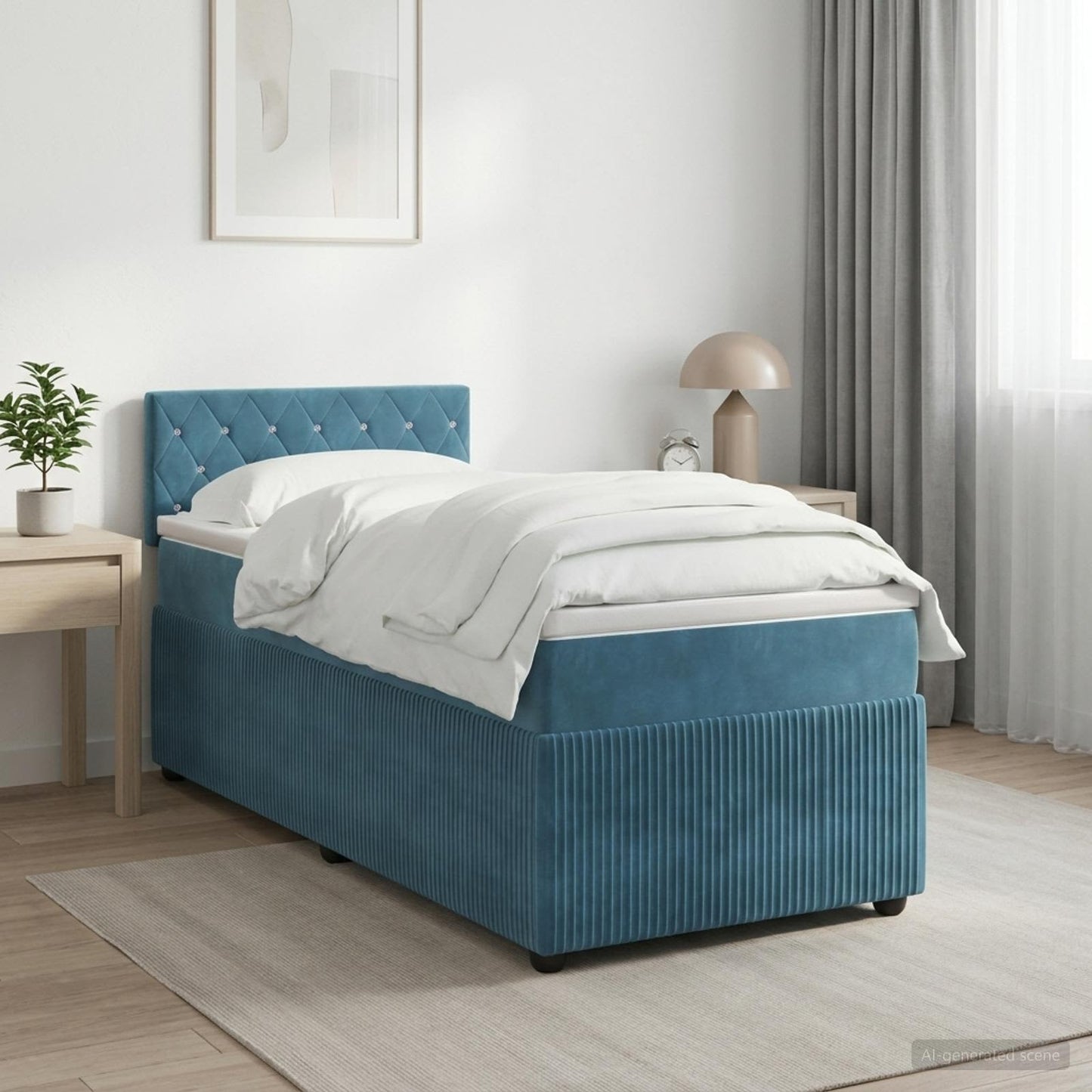 vidaXL Κρεβάτι box spring με στρώμα Σκούρο Μπλε 80 x 200 cm Βελούδο