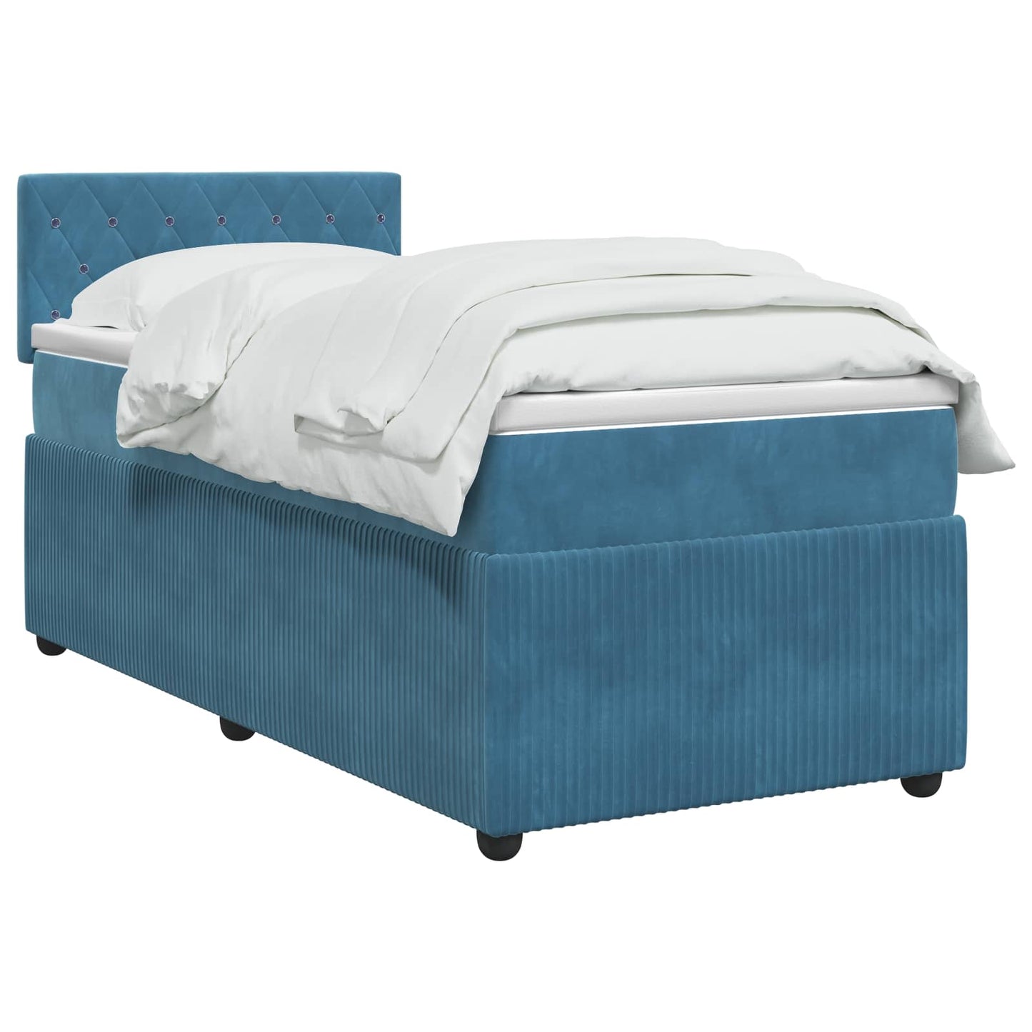 vidaXL Κρεβάτι box spring με στρώμα Σκούρο Μπλε 80 x 200 cm Βελούδο
