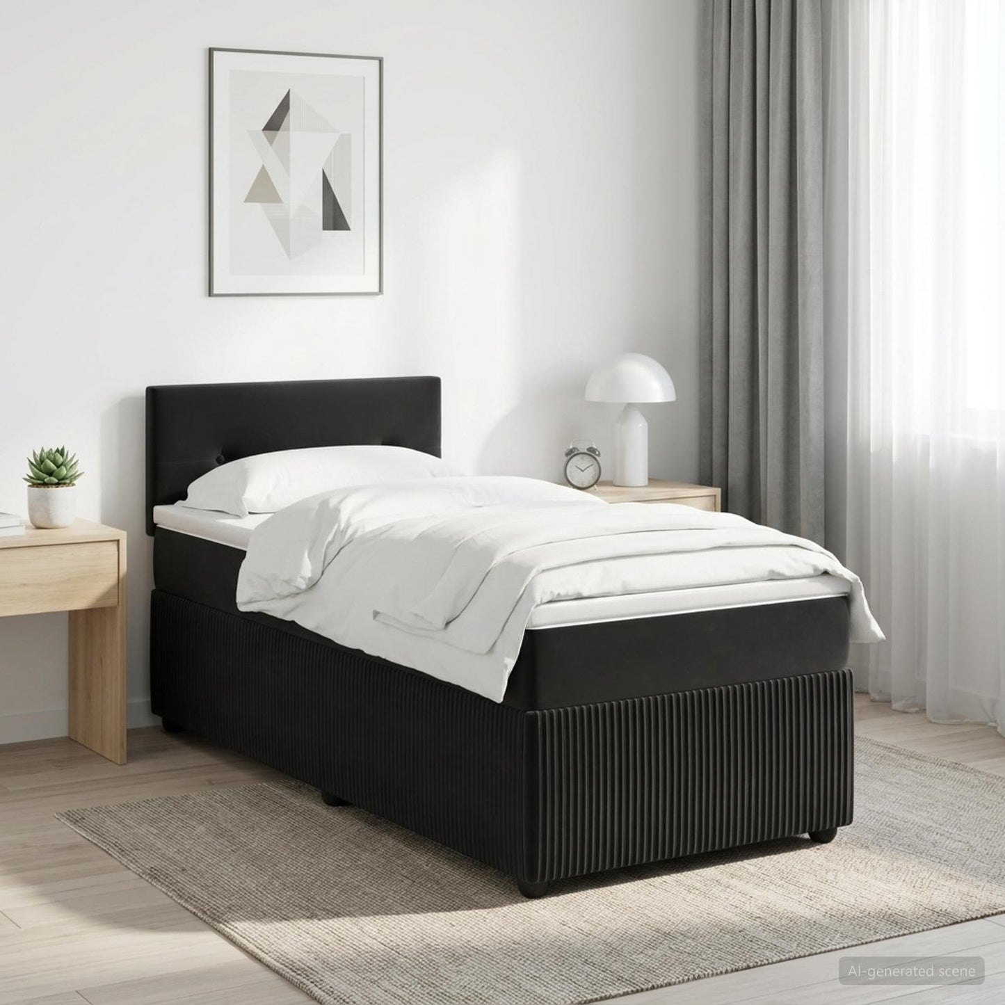 vidaXL Κρεβάτι box spring με στρώμα Μαύρο 80 x 200 cm Βελούδο