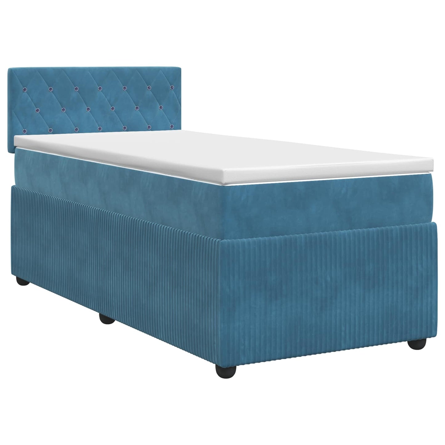 vidaXL Κρεβάτι box spring με στρώμα Σκούρο Μπλε 90 x 190 cm Βελούδο