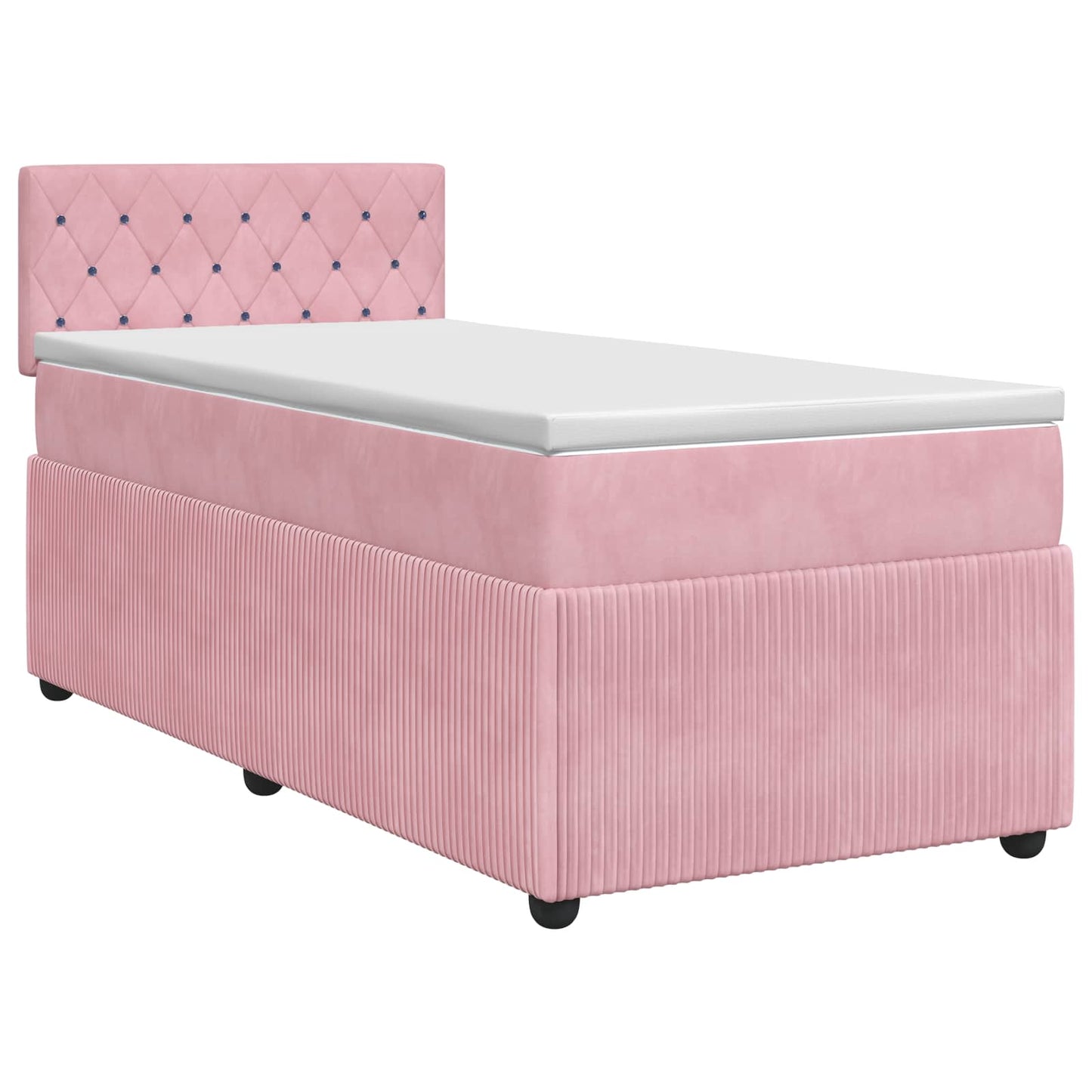 vidaXL Κρεβάτι box spring με στρώμα Ροζ 100 x 200 cm Βελούδο