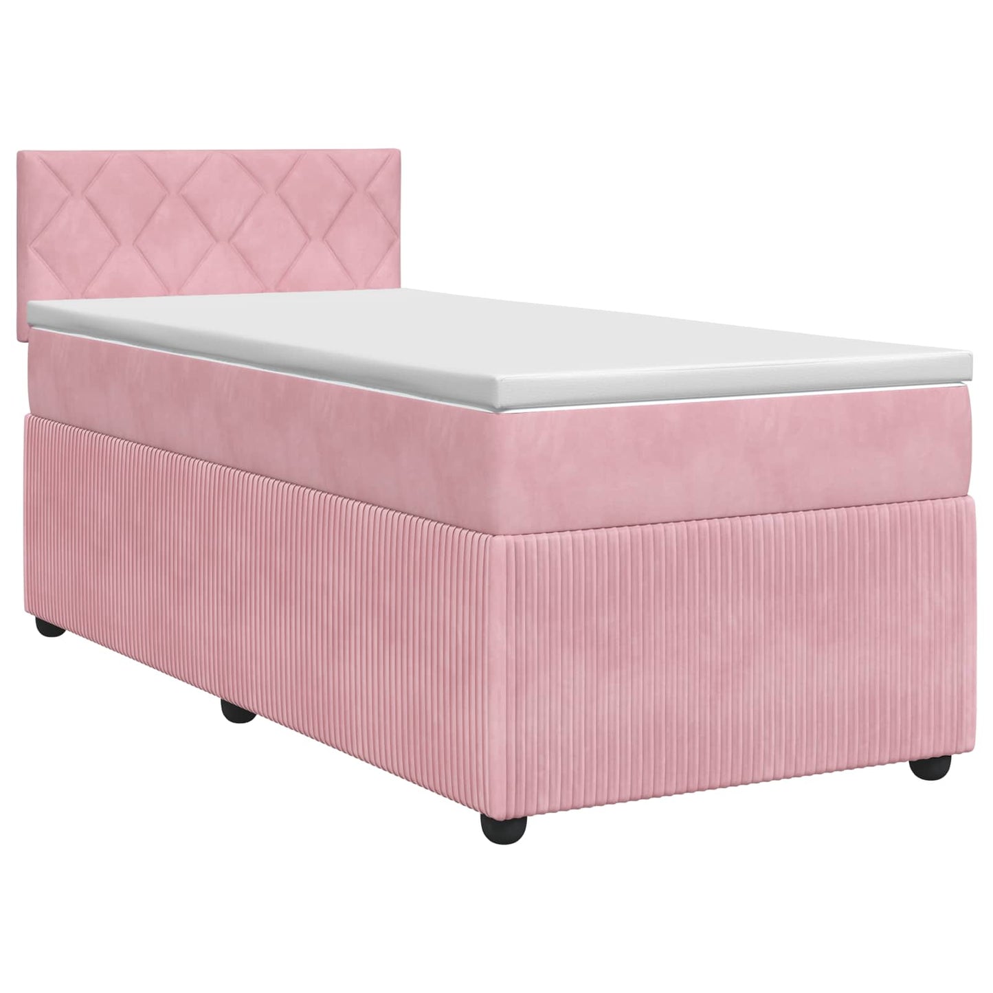 vidaXL Κρεβάτι box spring με στρώμα Ροζ 100 x 200 cm Βελούδο