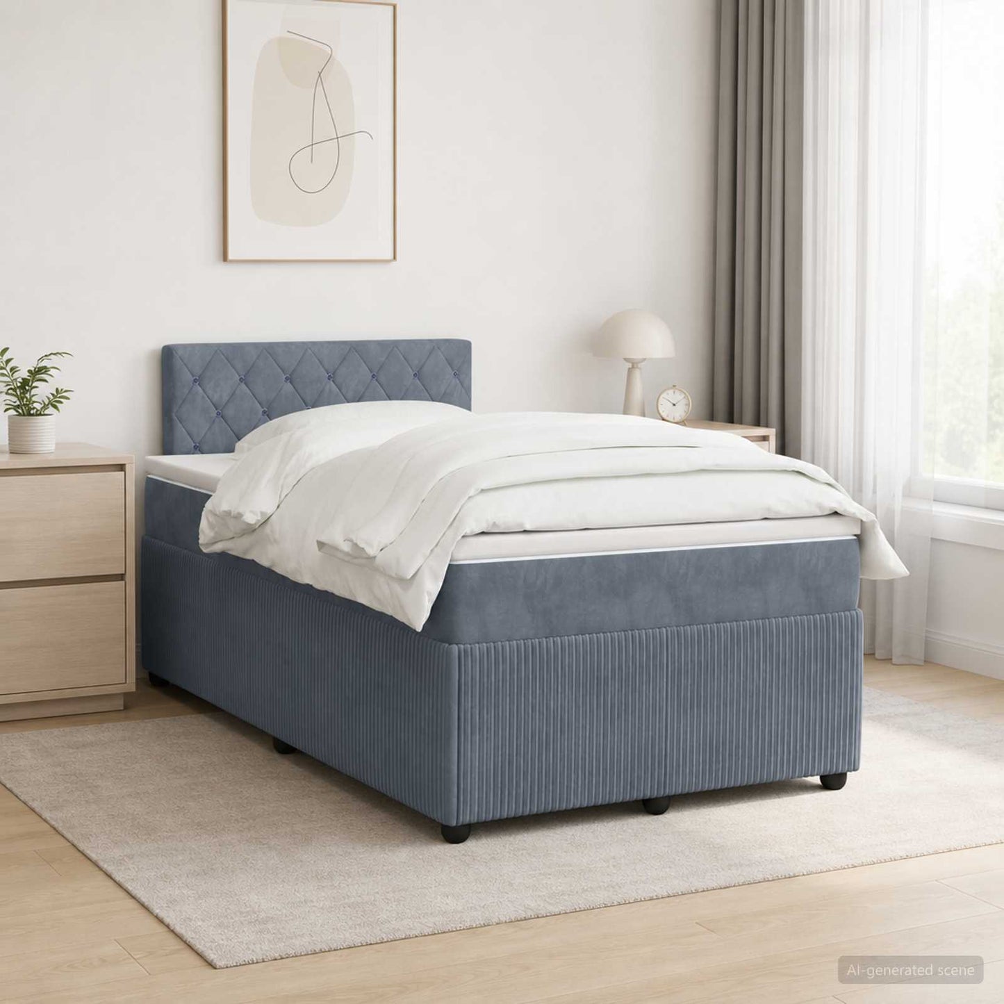 vidaXL Κρεβάτι box spring με στρώμα Σκούρο Γκρι 120 x 190 cm Βελούδο