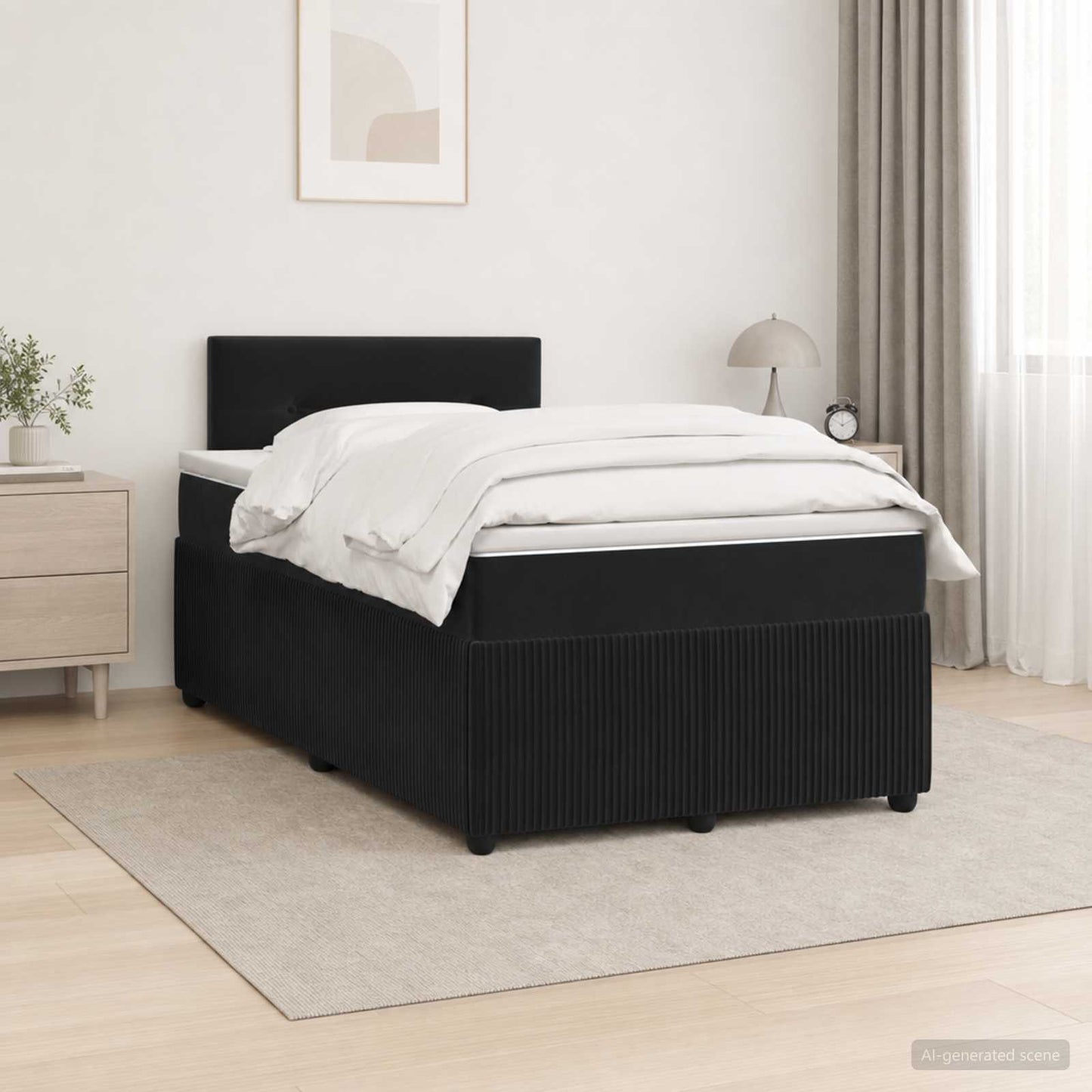 vidaXL Κρεβάτι box spring με στρώμα Μαύρο 120 x 190 cm Βελούδο