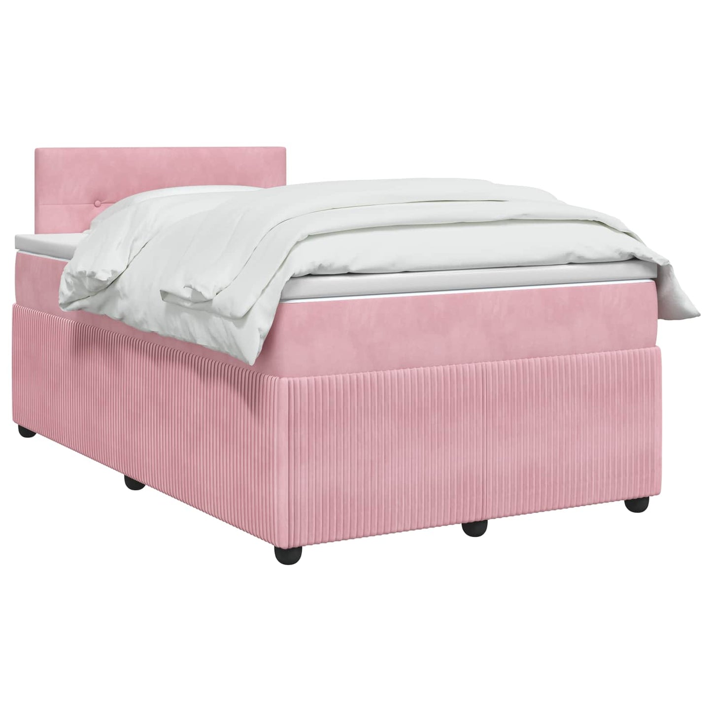 vidaXL Κρεβάτι box spring με στρώμα Ροζ 120 x 200 cm Βελούδο