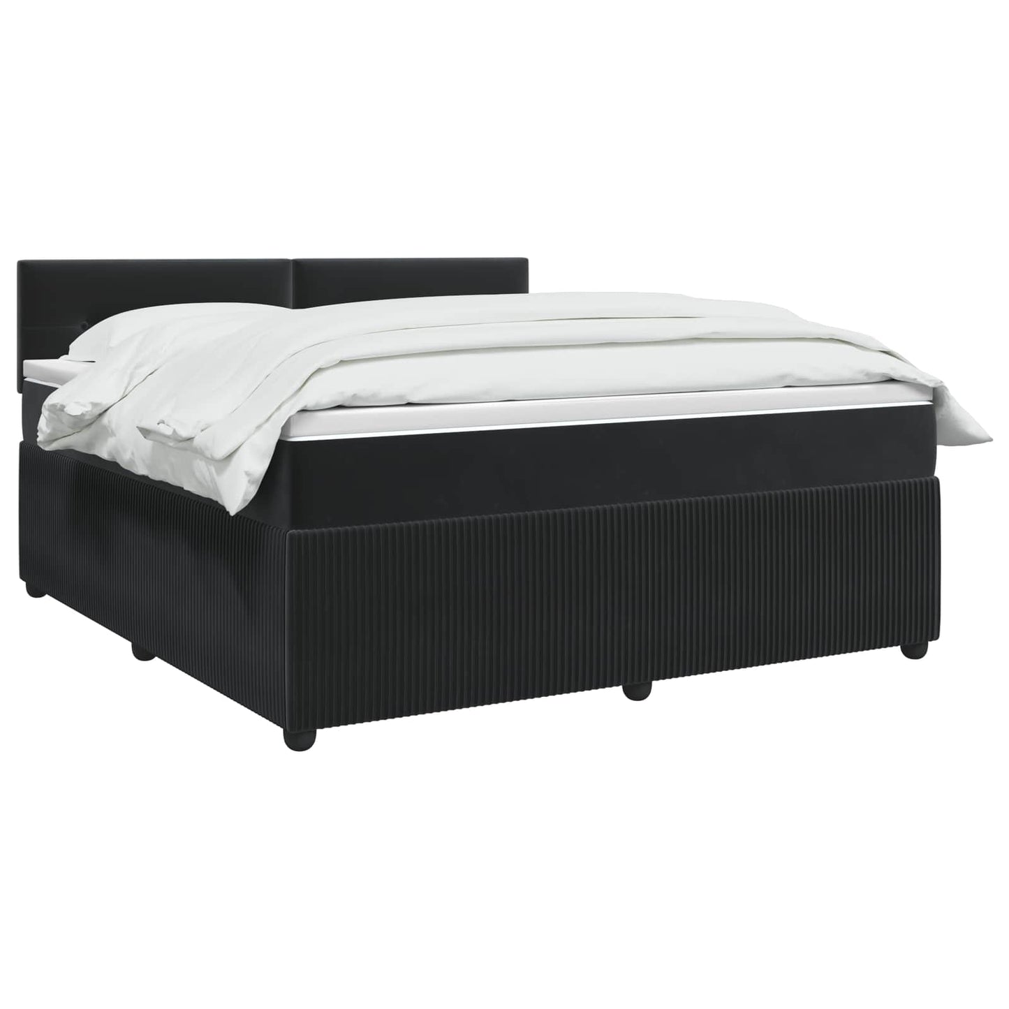 vidaXL Κρεβάτι box spring με στρώμα Μαύρο 160 x 200 cm Βελούδο